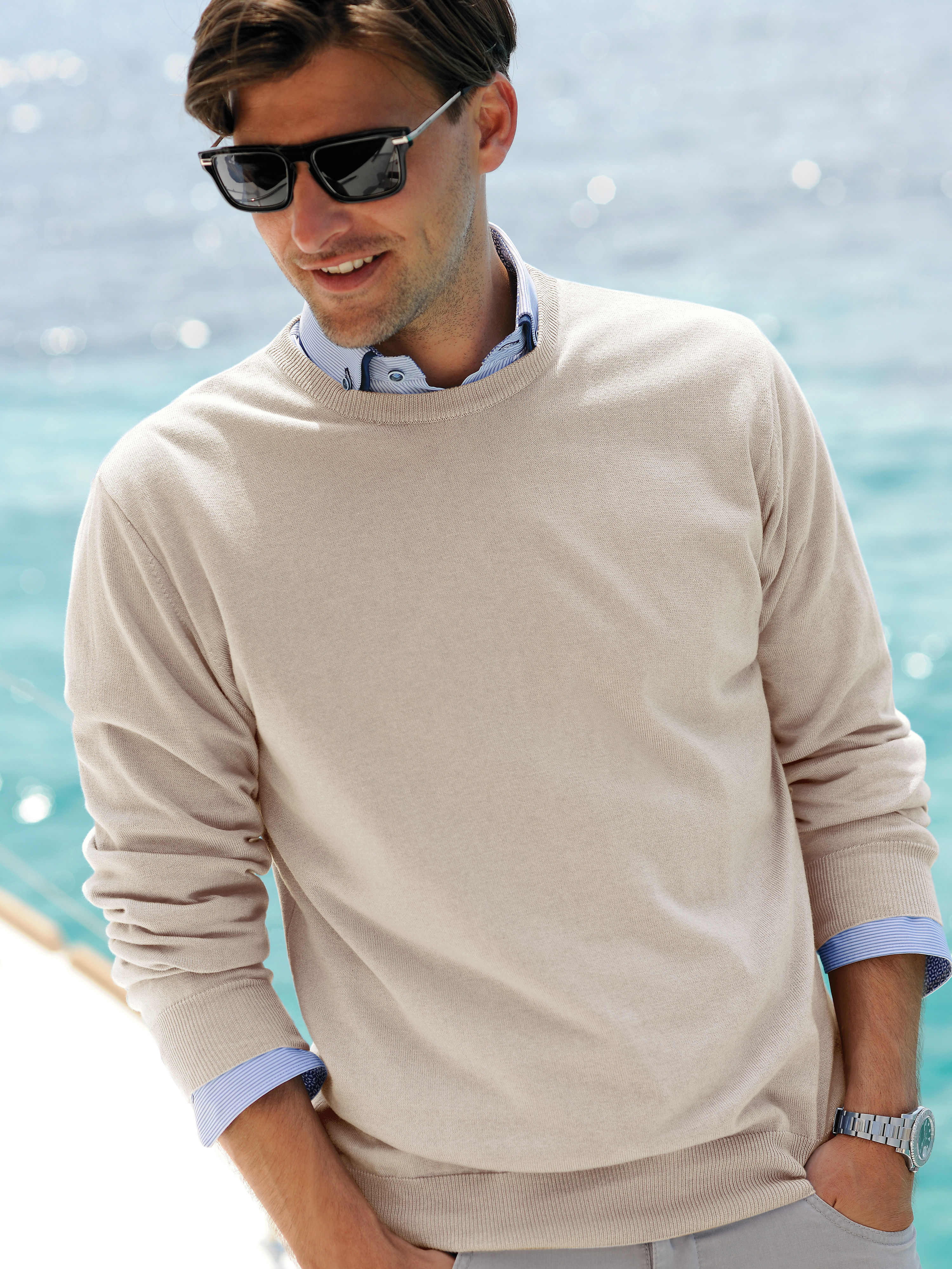 Image of Round neck jumper Peter Hahn beige