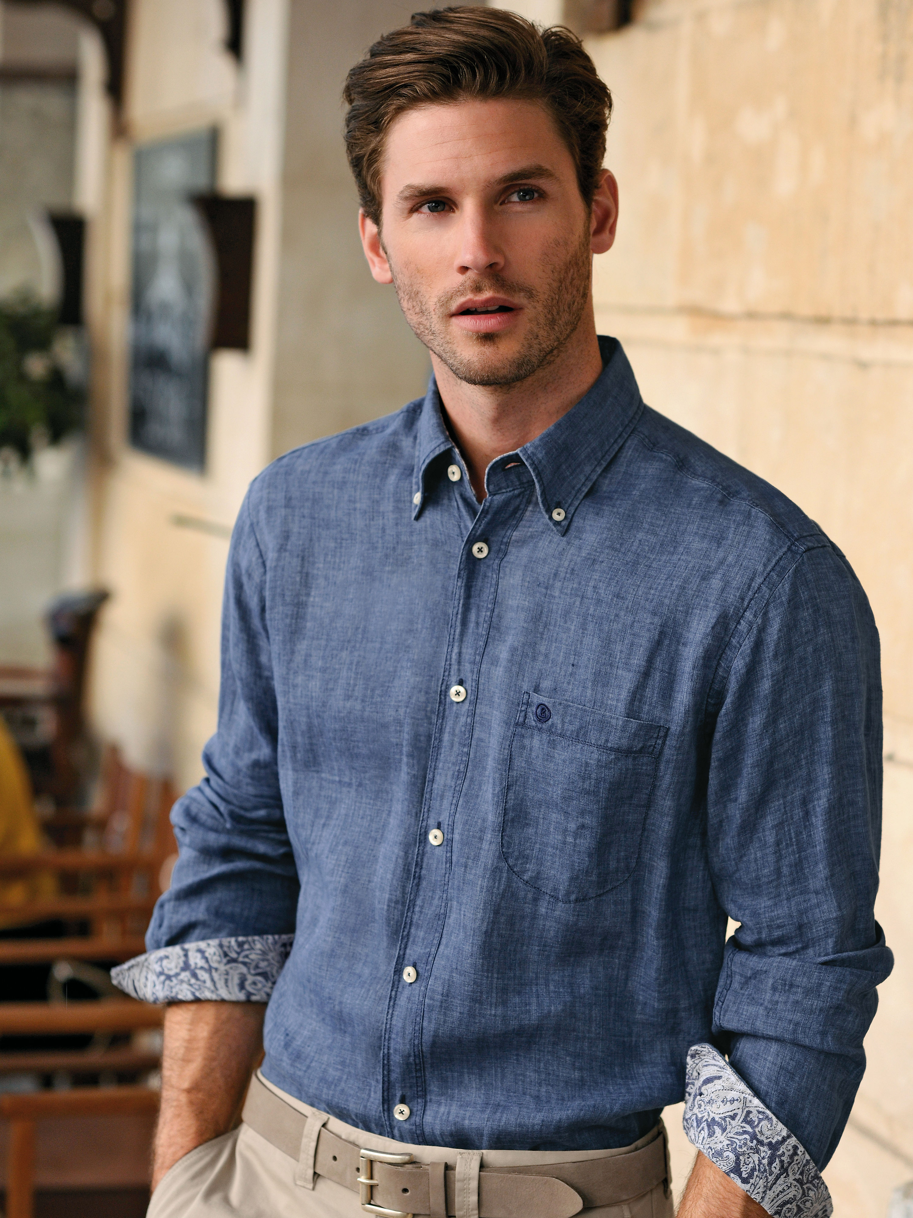 Image of Pure linen shirt Bogner blue