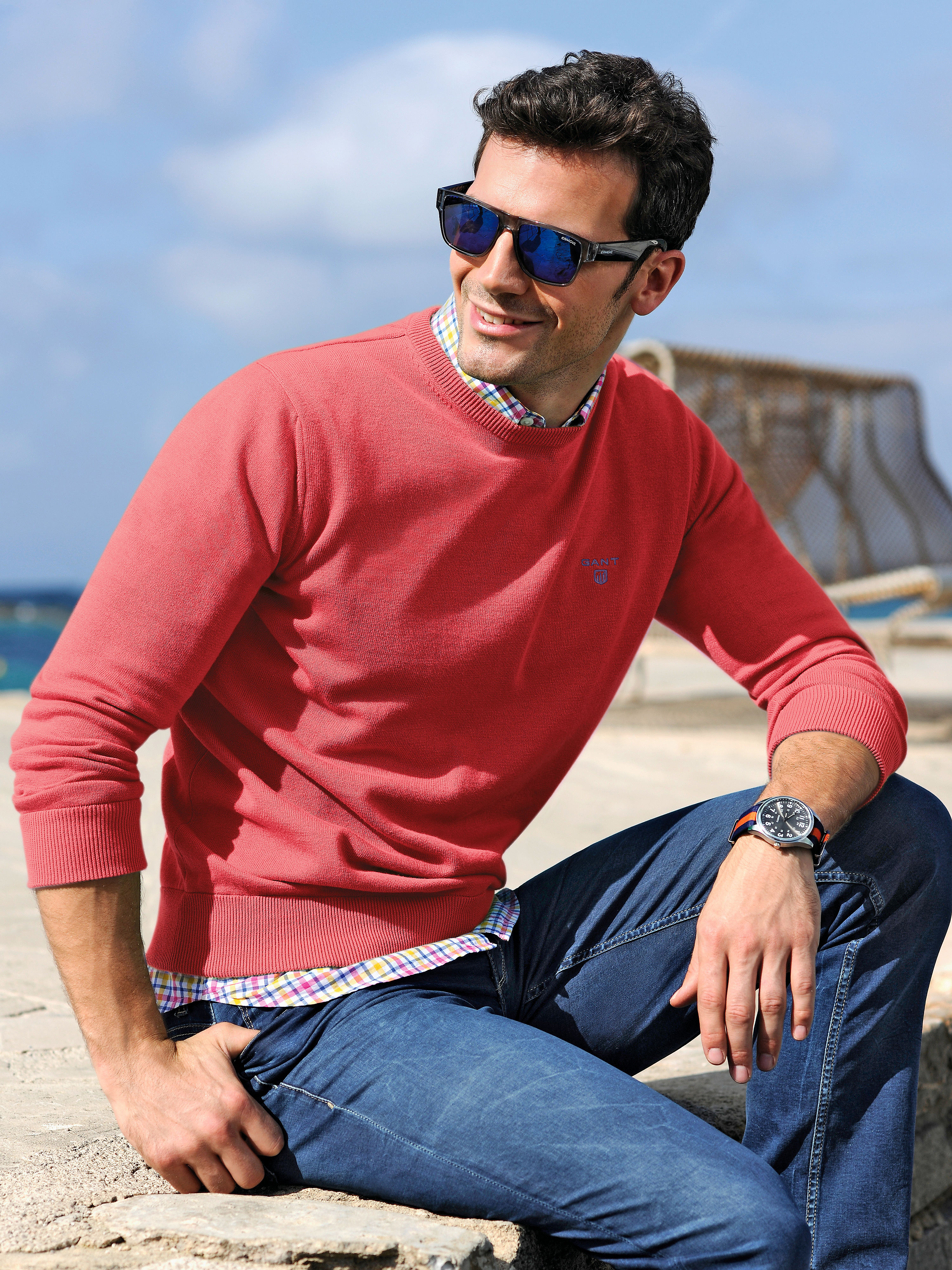 Image of Round neck pullover GANT red