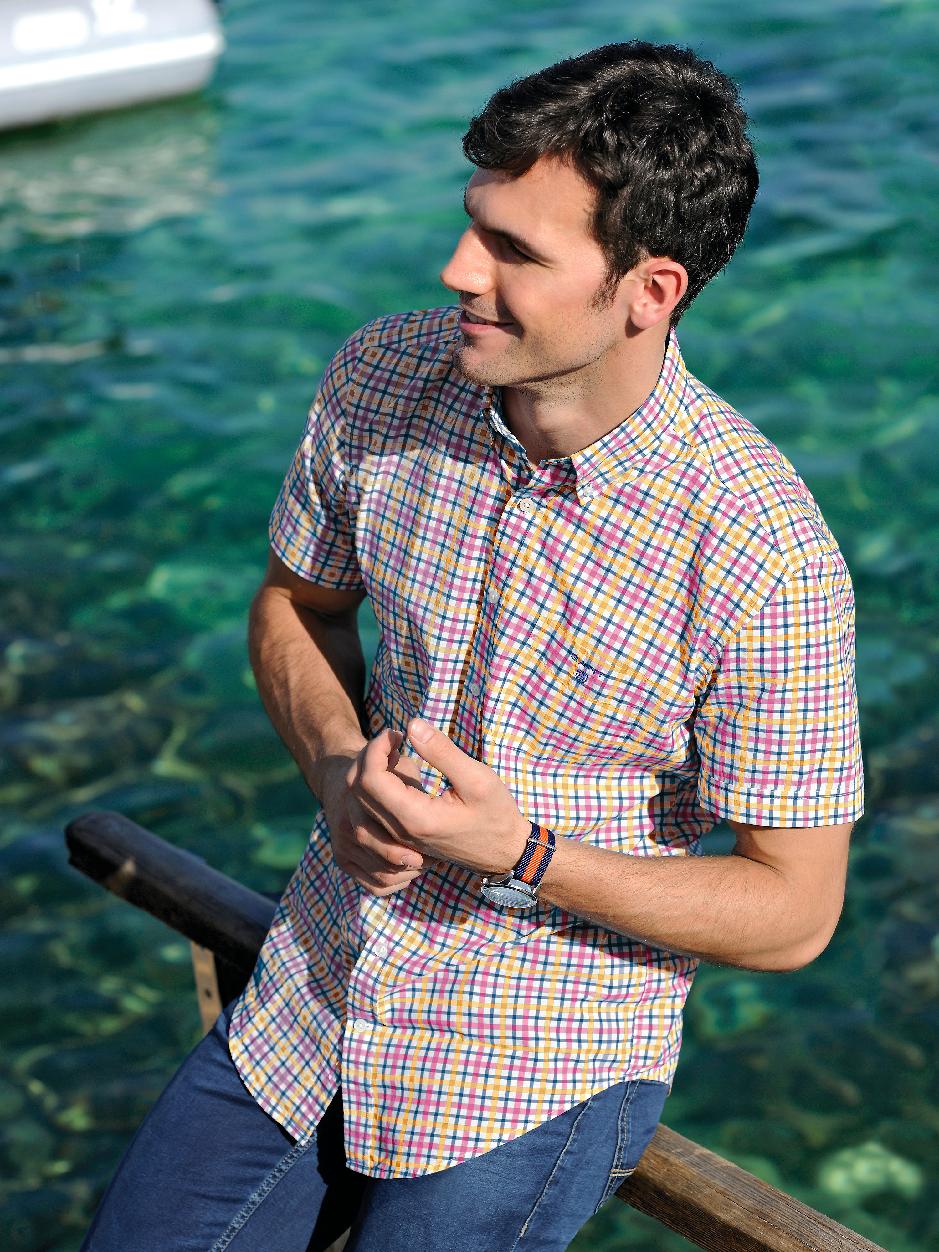 Image of Checked shirt with 1/2-length sleeves GANT red