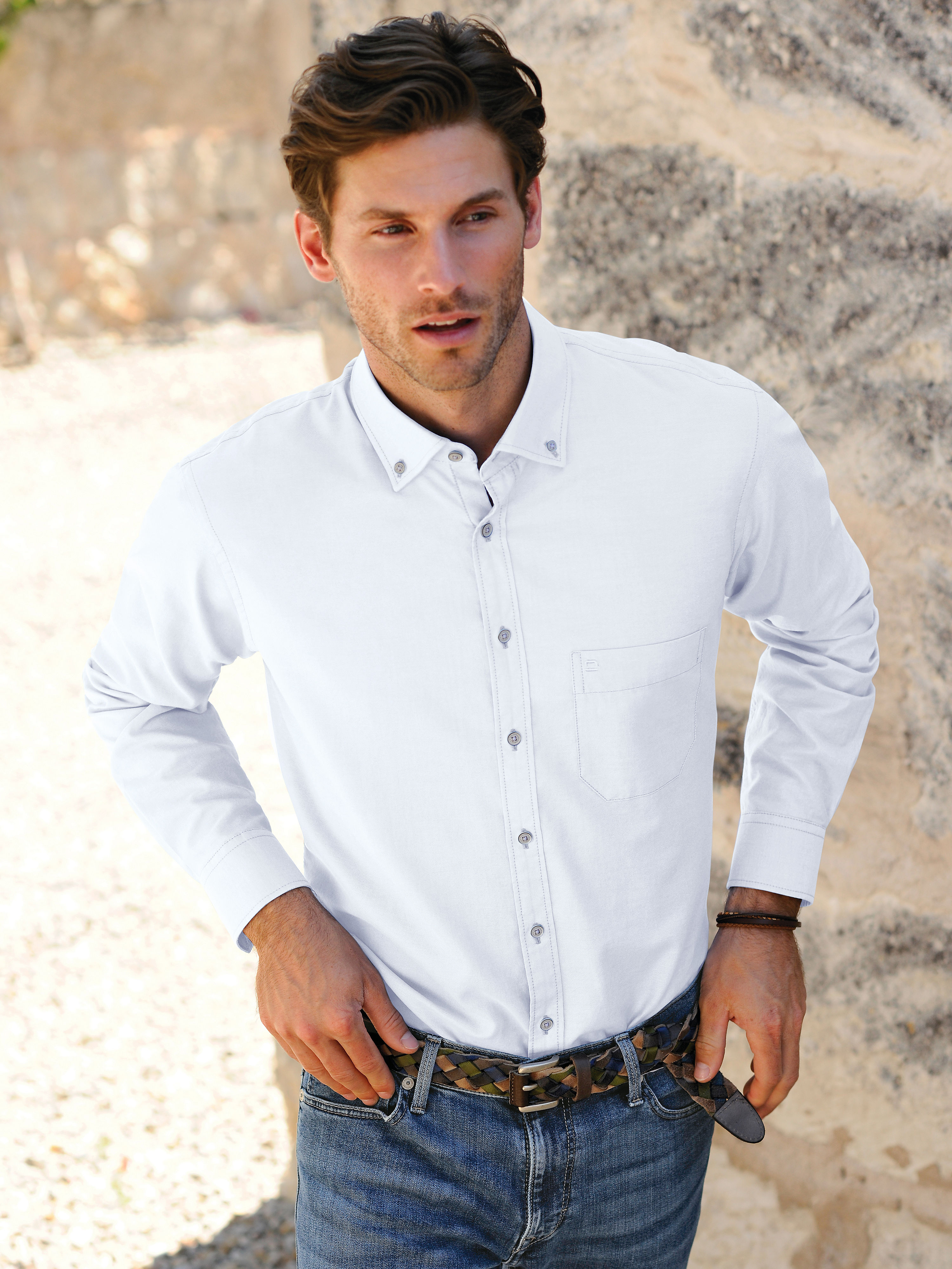 Image of Shirt with a button-down collar Olymp Novum white
