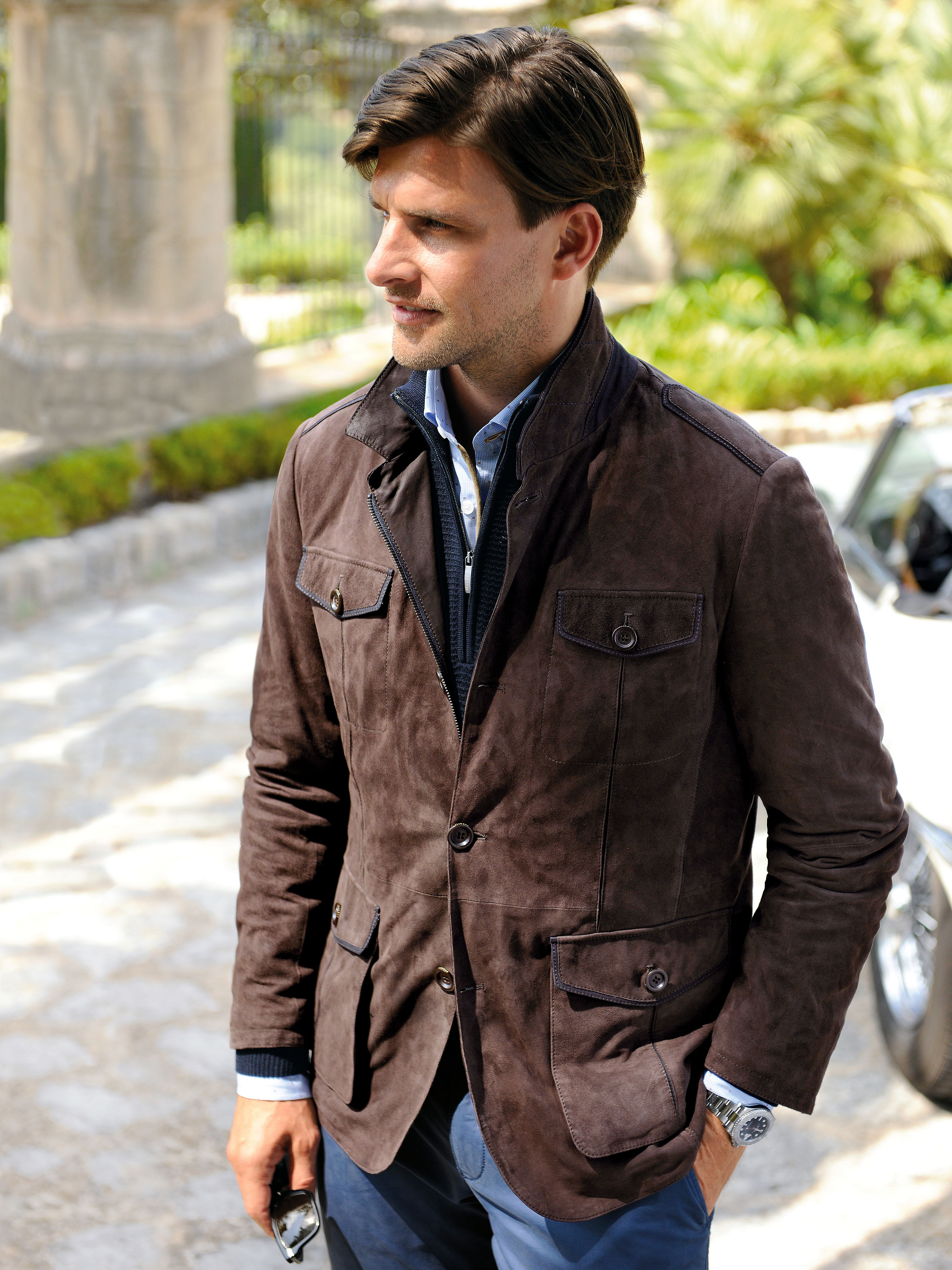 Image of Kidskin suede jacket Bugatti brown