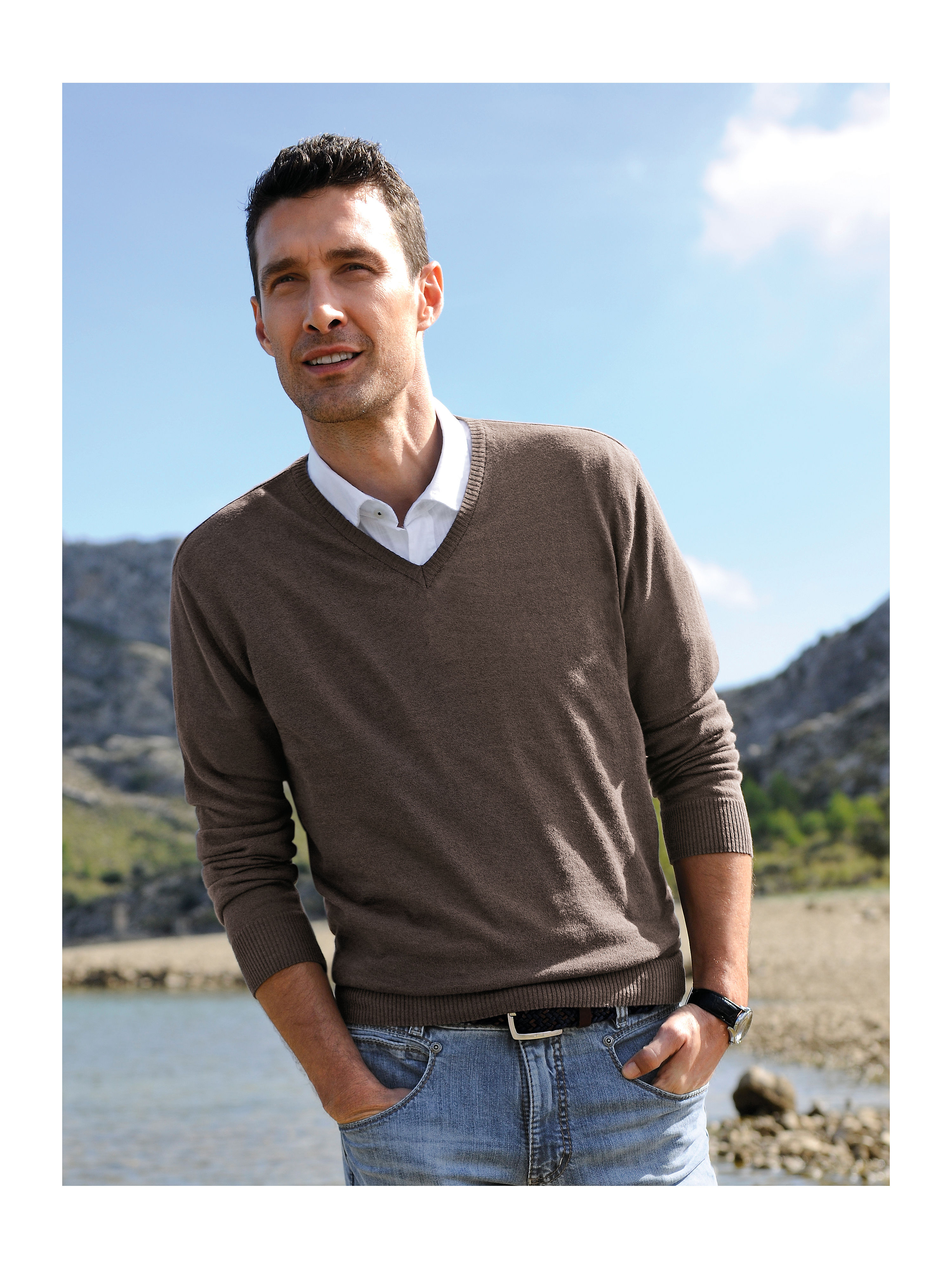 Image of V neck pullover Peter Hahn brown