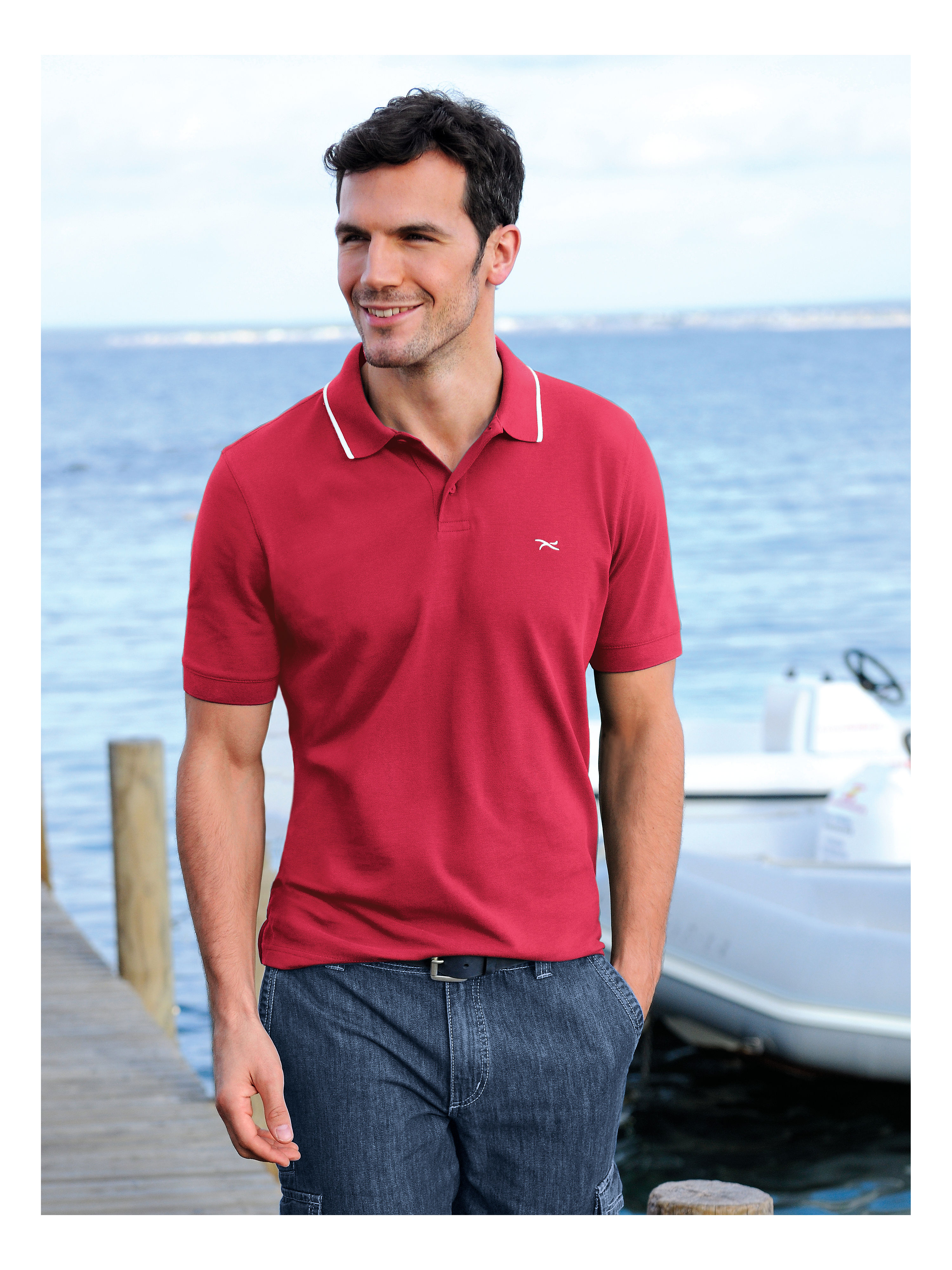 Image of Polo shirt with 1/2-length sleeves Brax Feel Good red size: 38