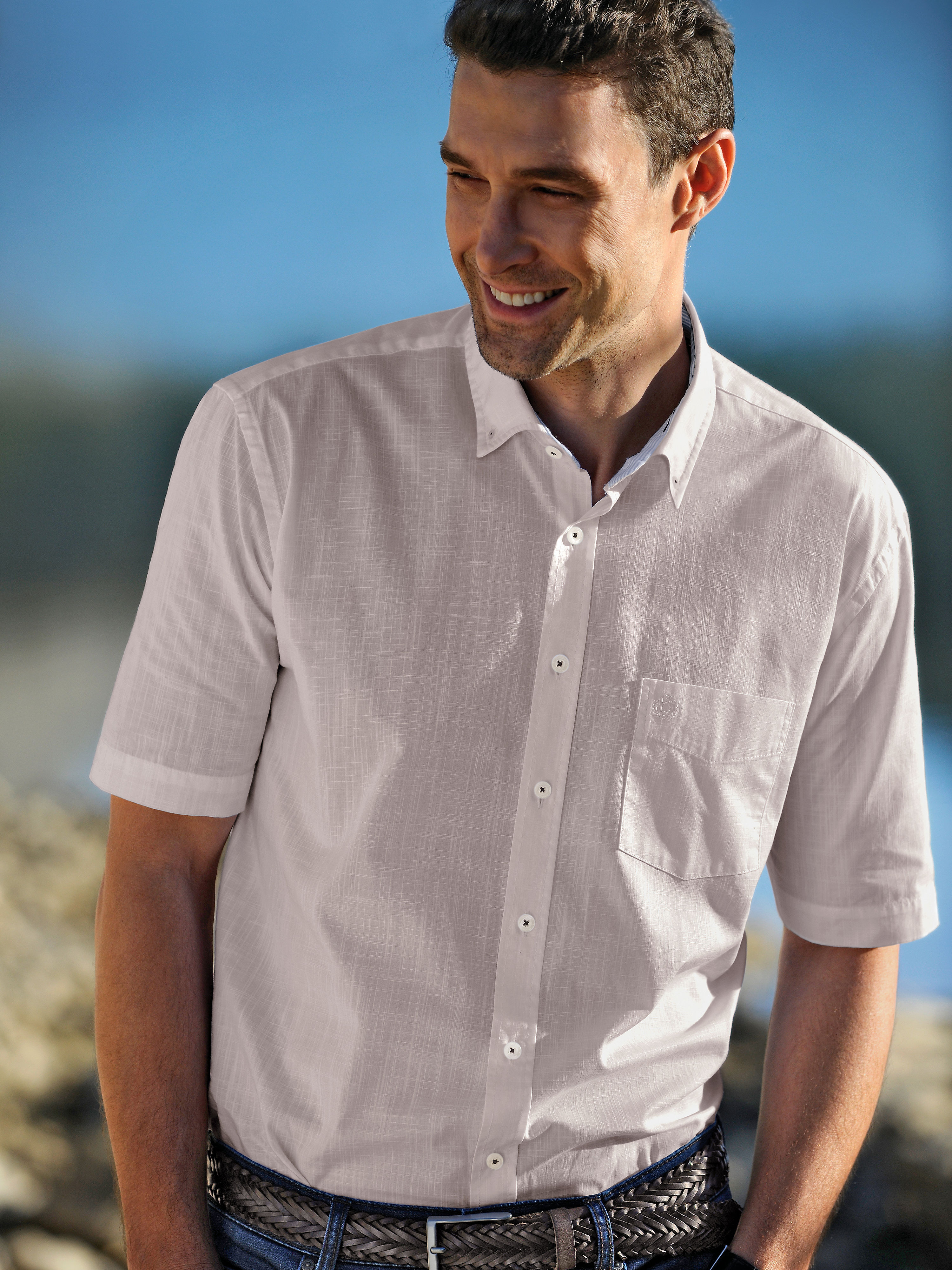 Image of Shirt with 1/2-length sleeves Bugatti blue