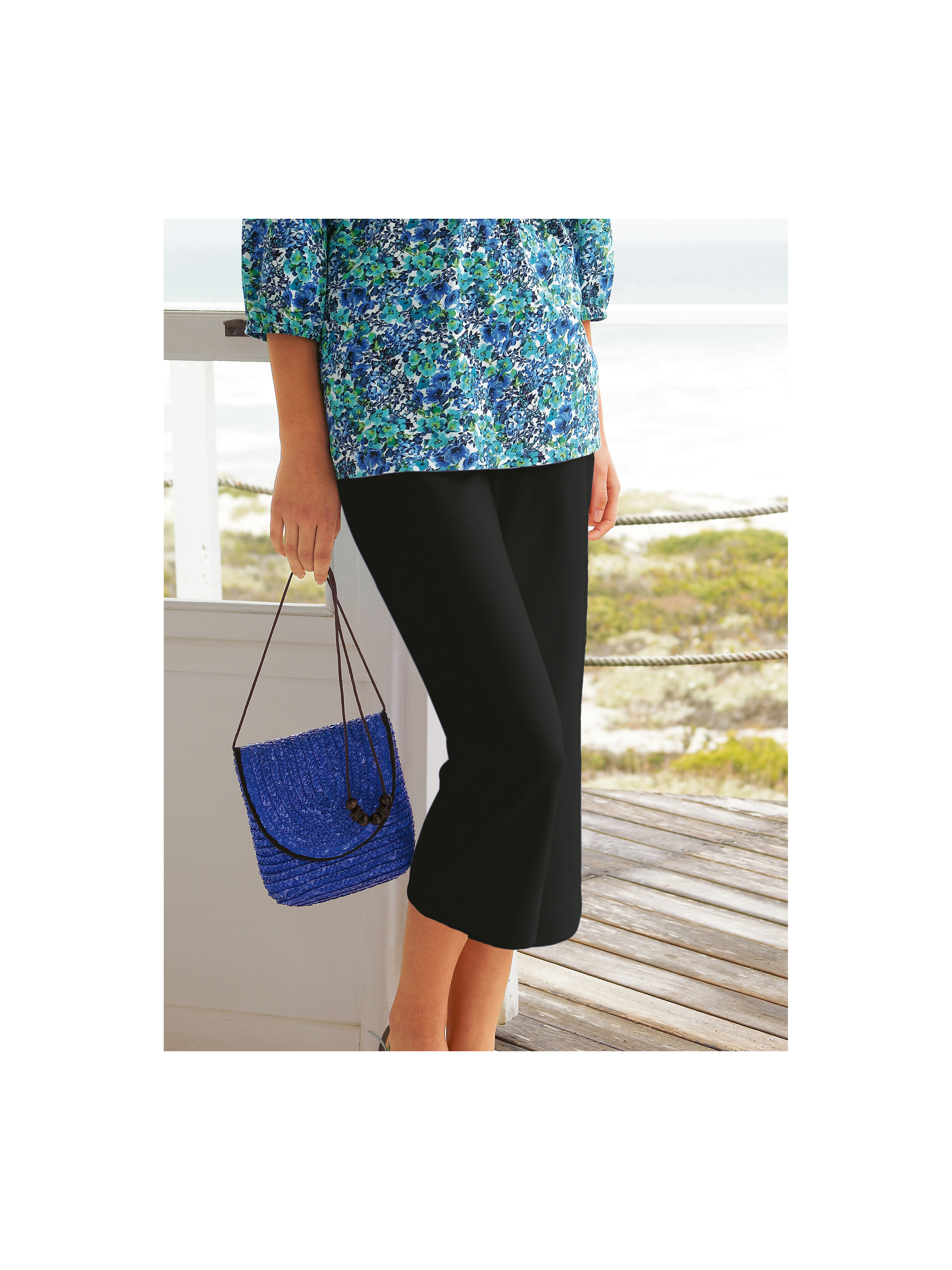 Image of Slip-On Trousers Green Cotton black