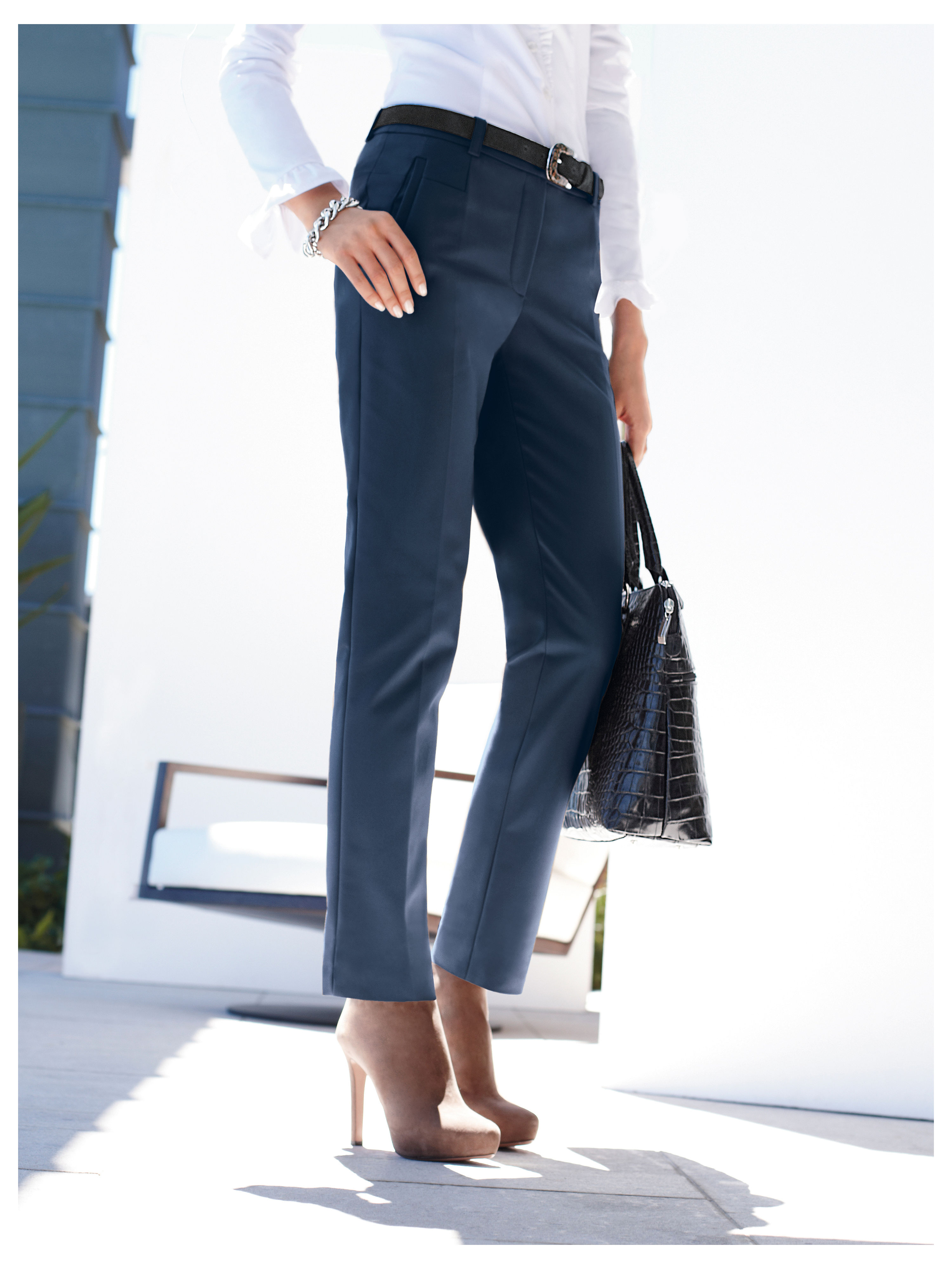 Image of Ankle length trousers Peter Hahn blue size: 22