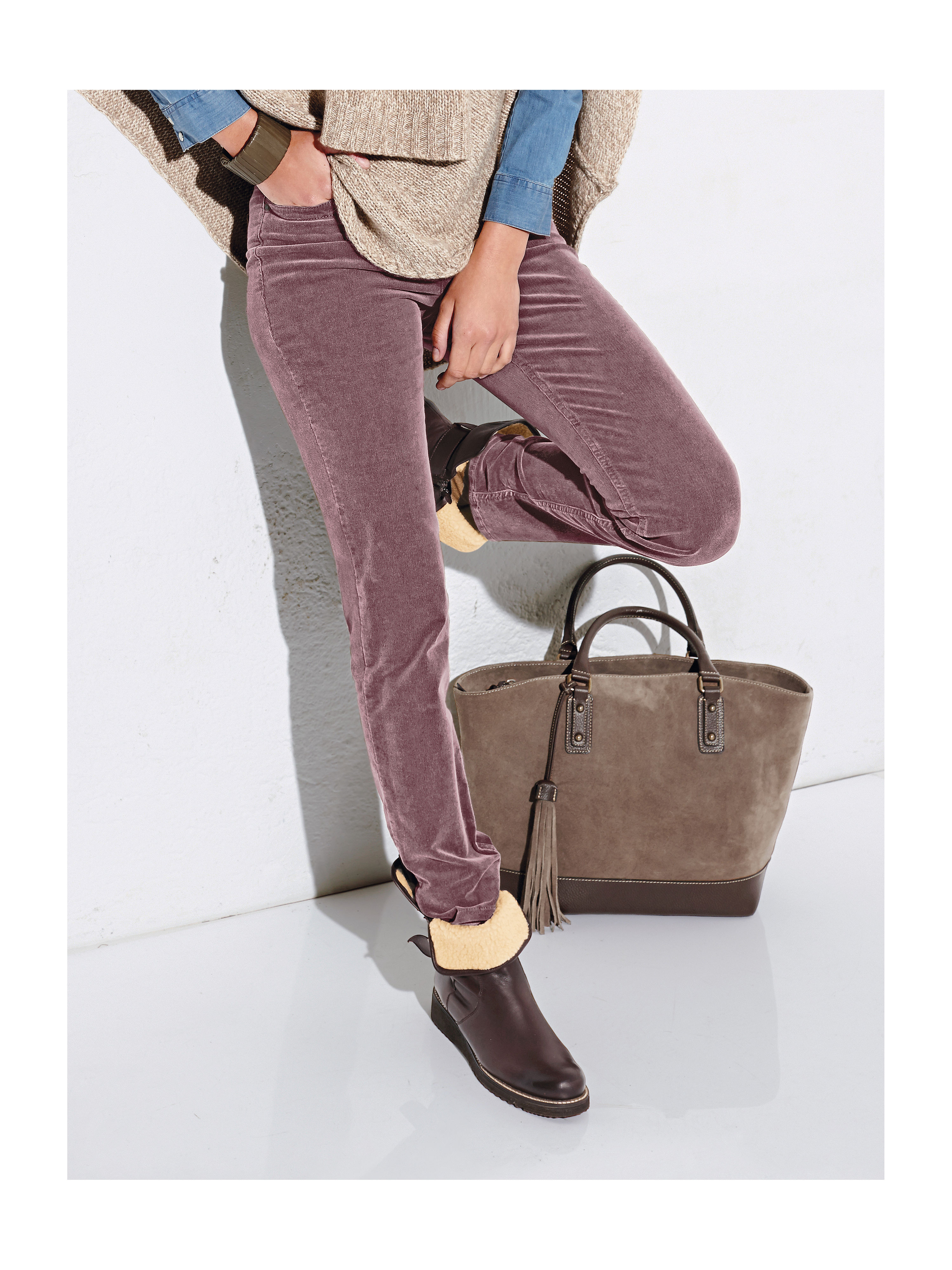 Image of Corduroy trousers Looxent bright pink