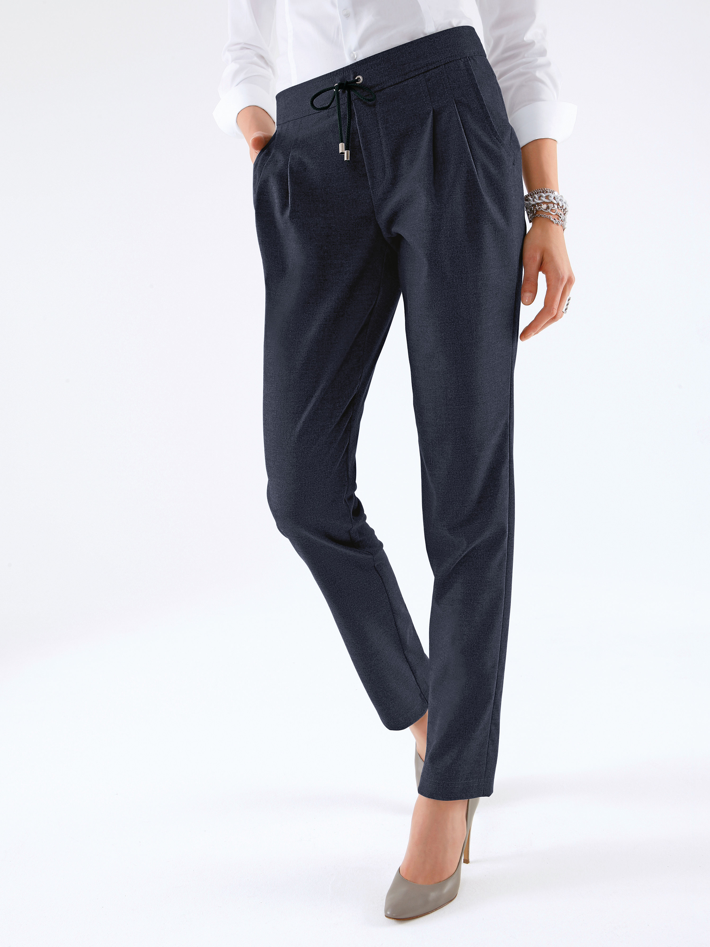 Image of Pleated trousers Peter Hahn blue
