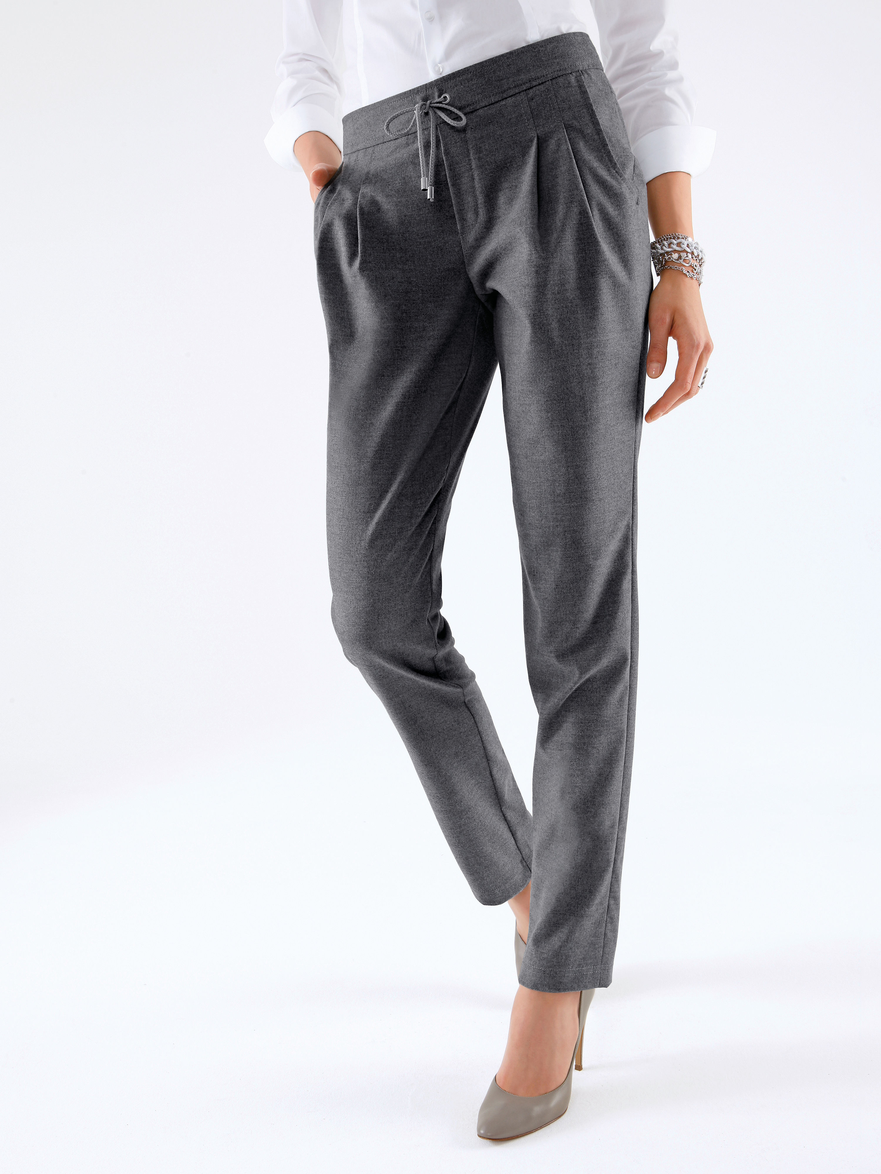 Image of Pleated trousers Peter Hahn grey
