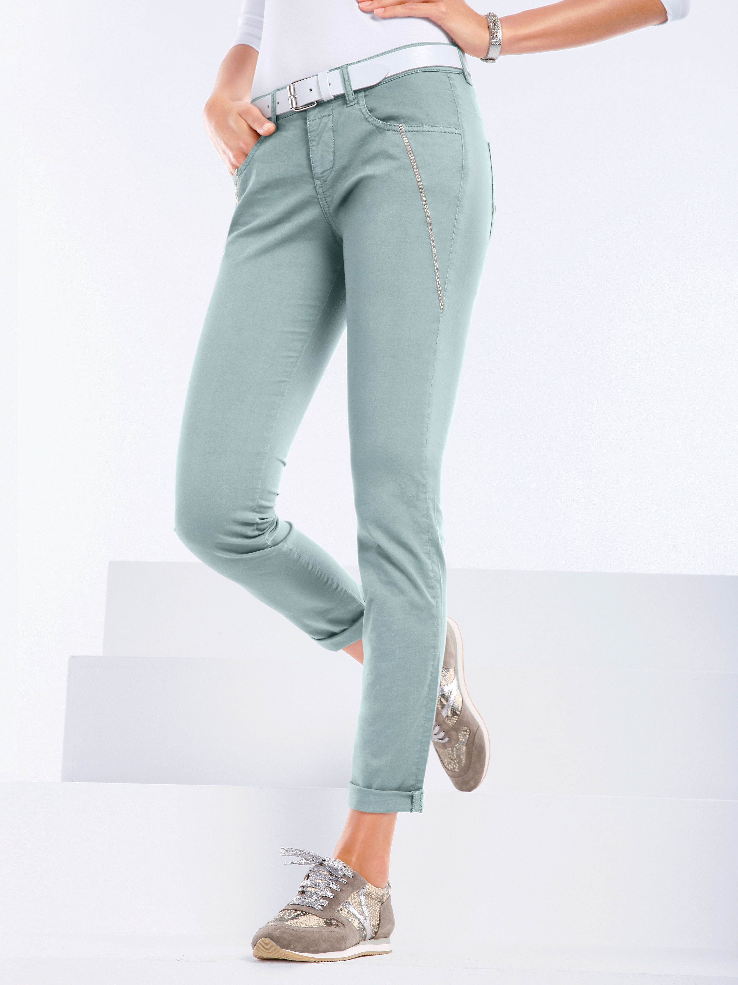 Image of Trousers SLIM GLAM, inch 30 Mac blue