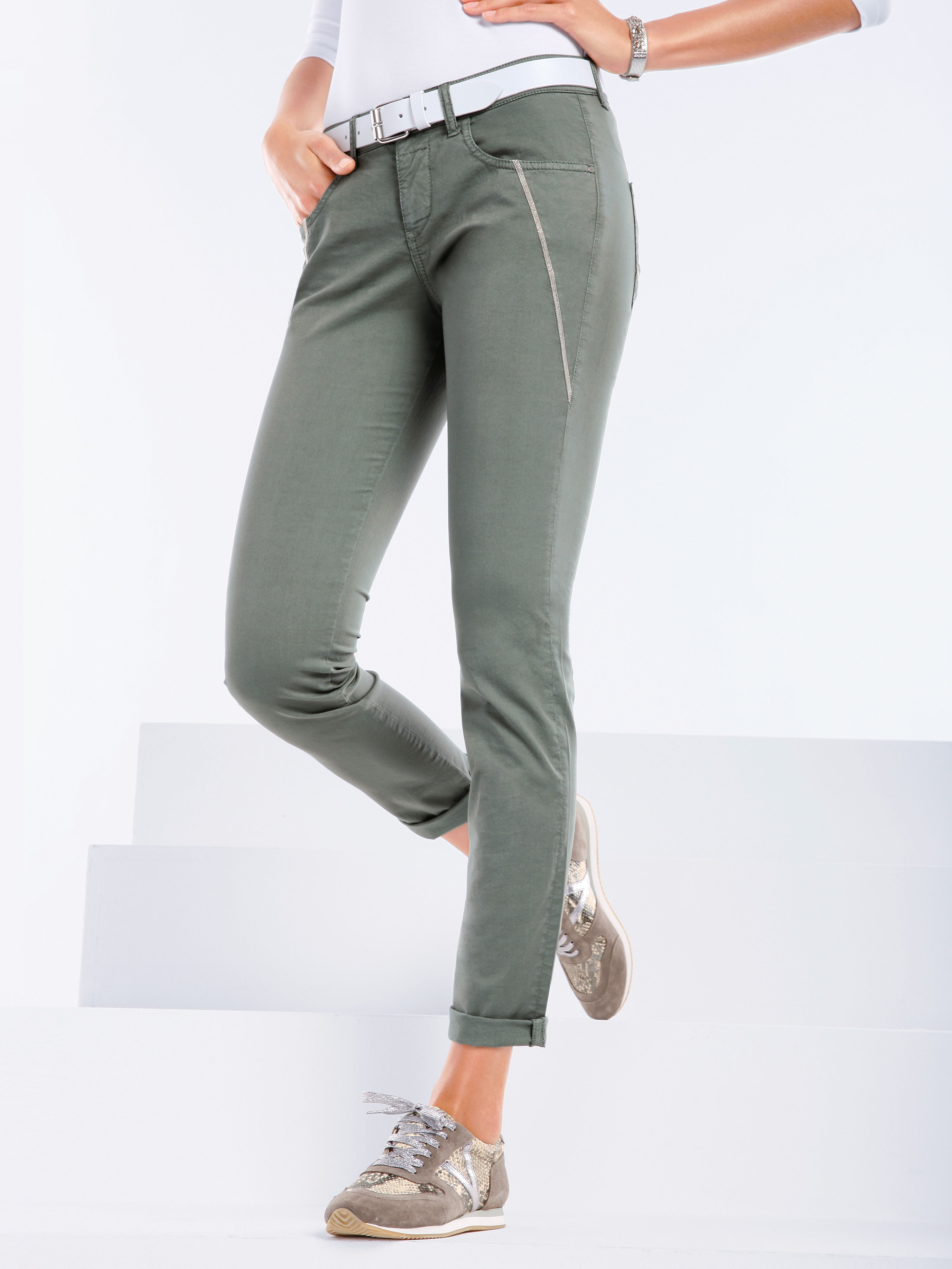 Image of Trousers SLIM GLAM, inch 28 Mac green