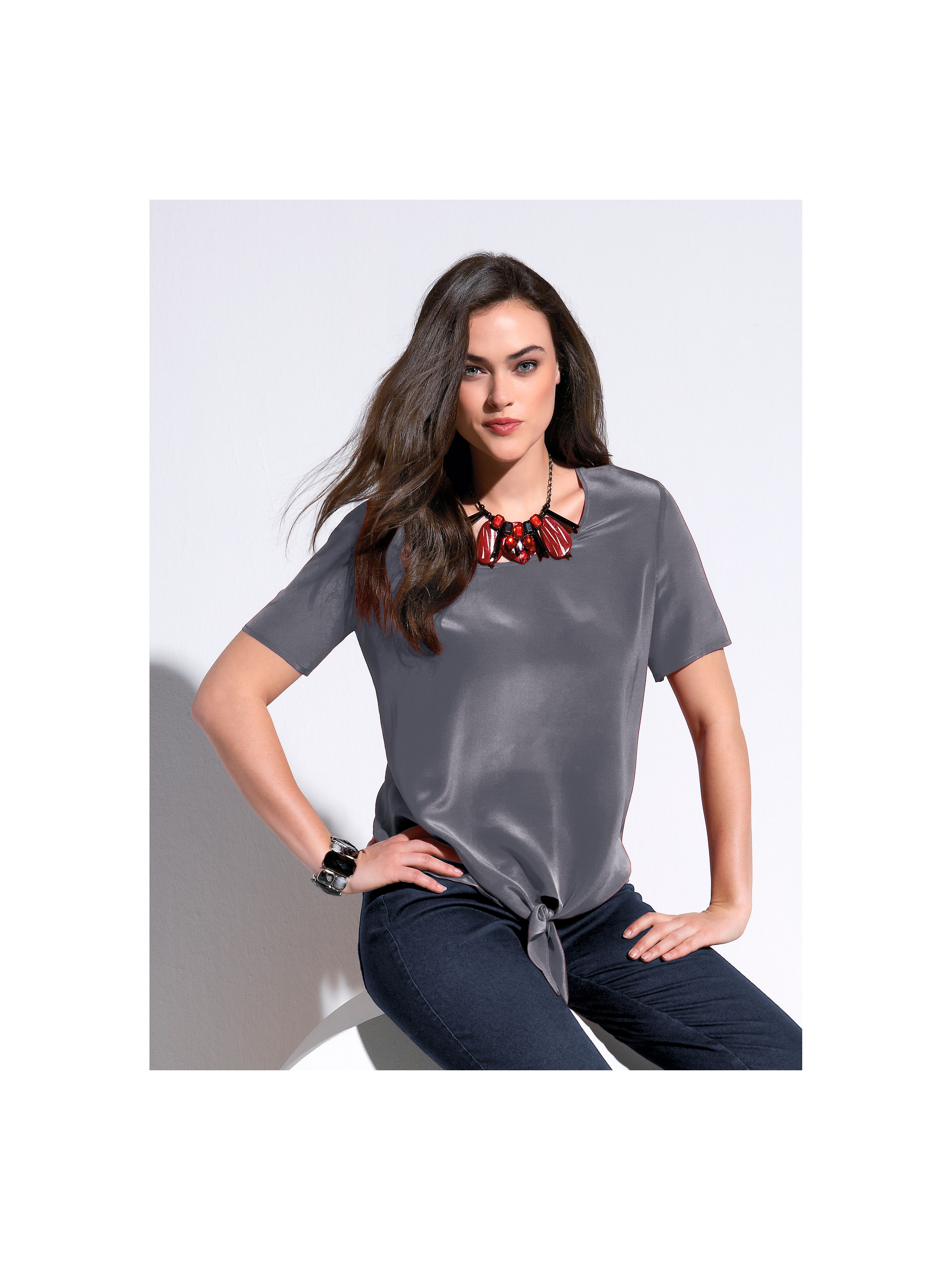 Image of Blouse in 100% silk Anna Aura grey