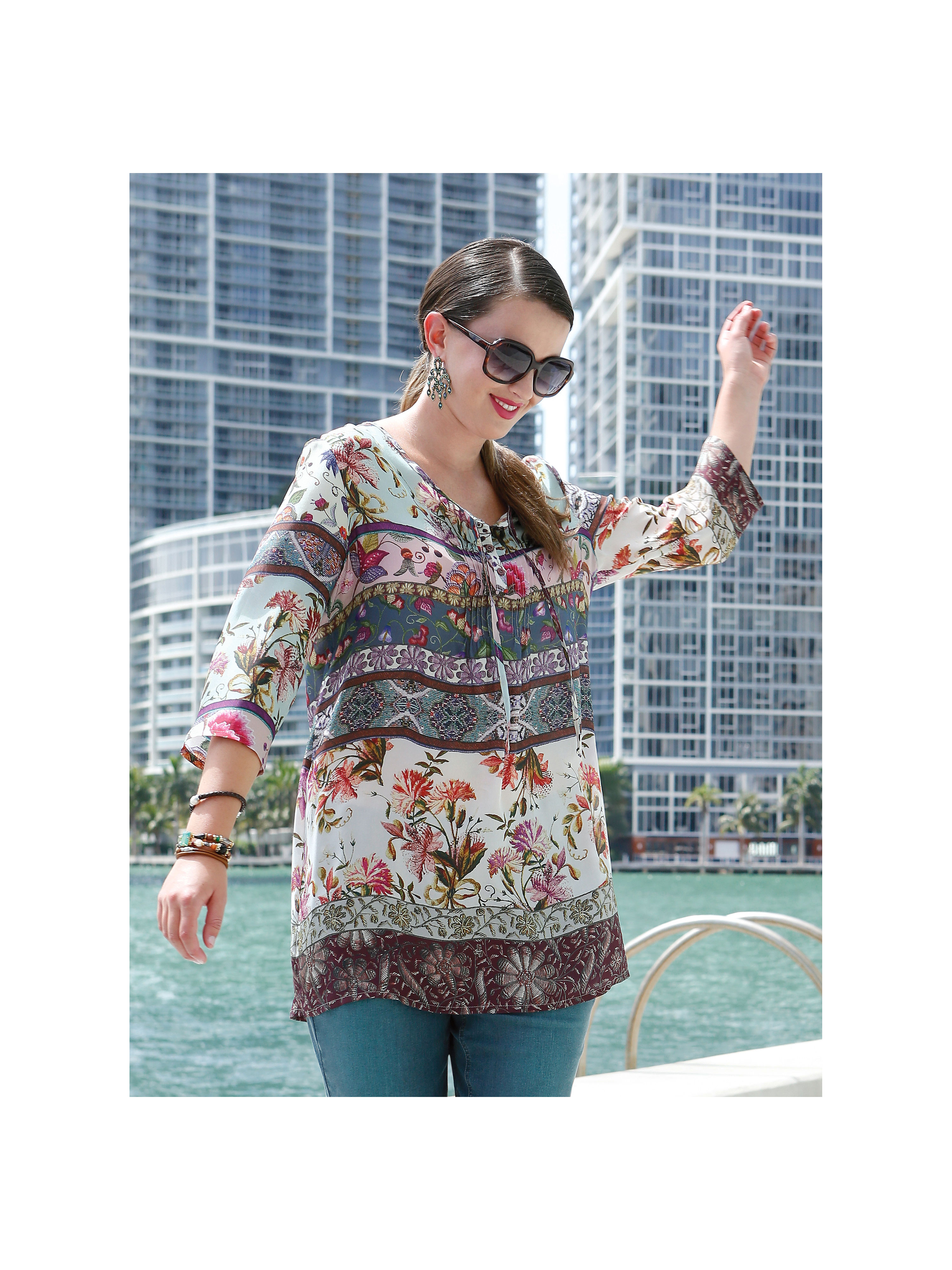 Image of Tunic in 100% silk Anna Aura multicoloured