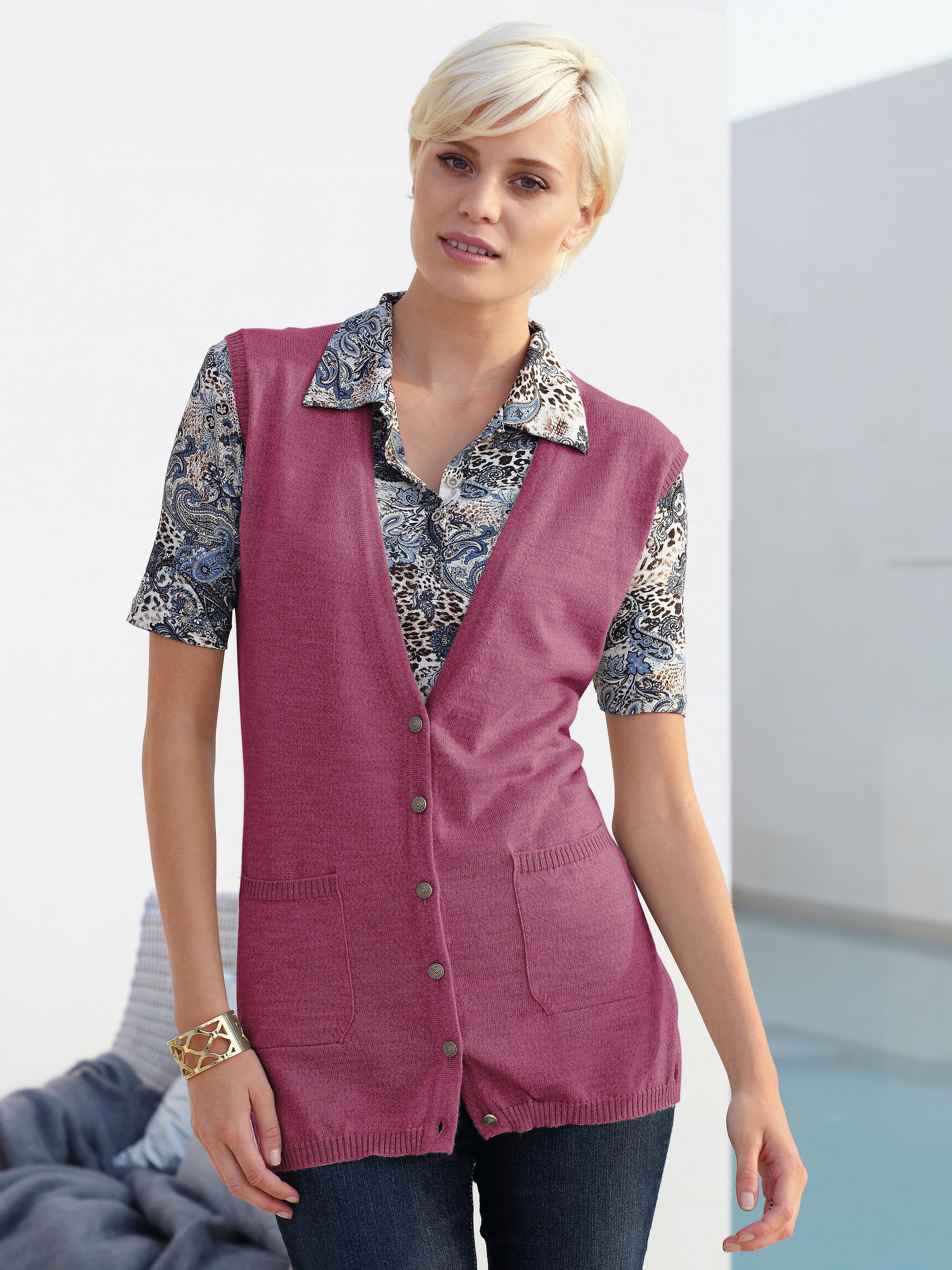 Image of Knitted gilet Peter Hahn pale pink