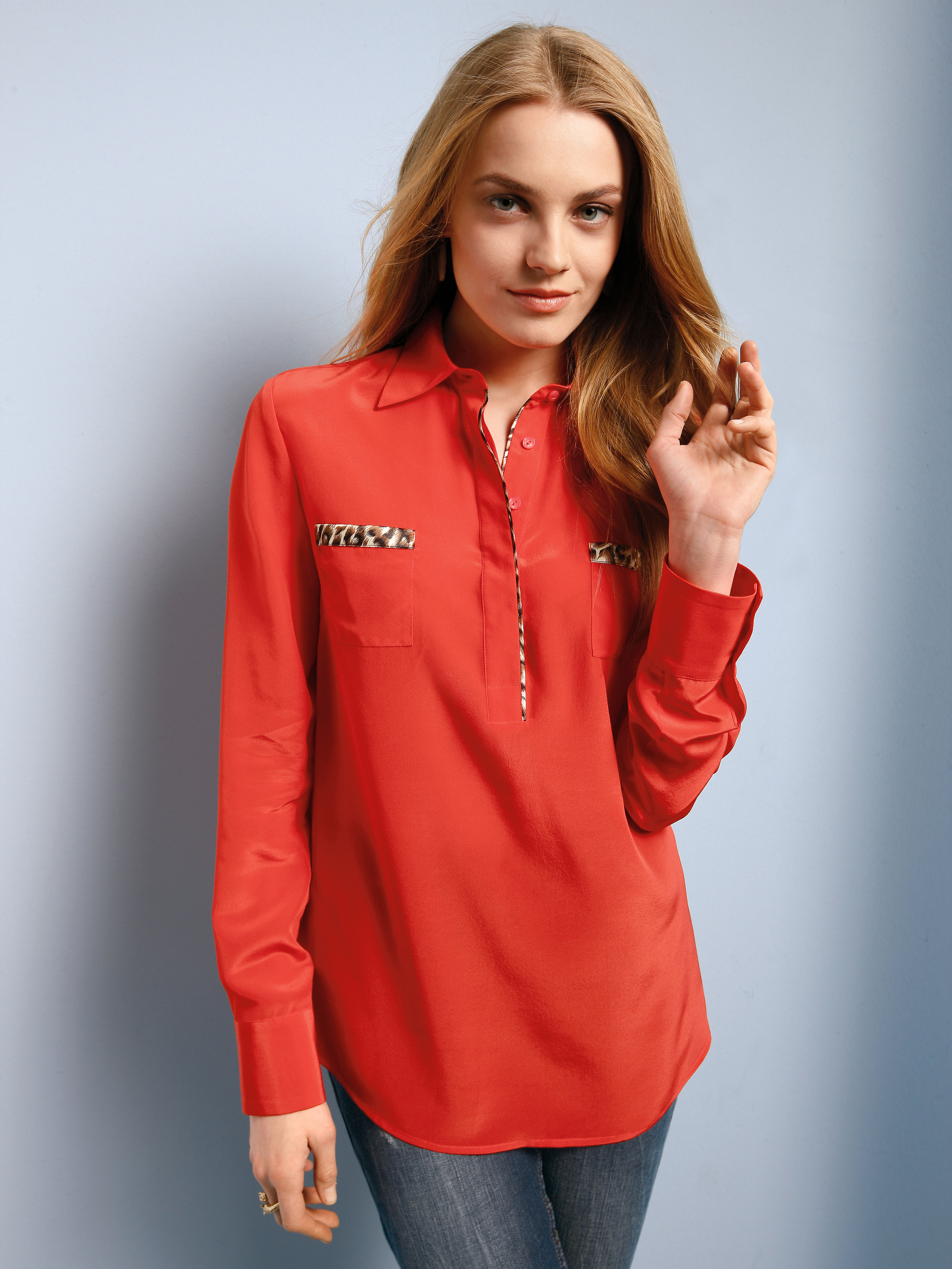 Image of Blouse with little leopard print accents Uta Raasch red