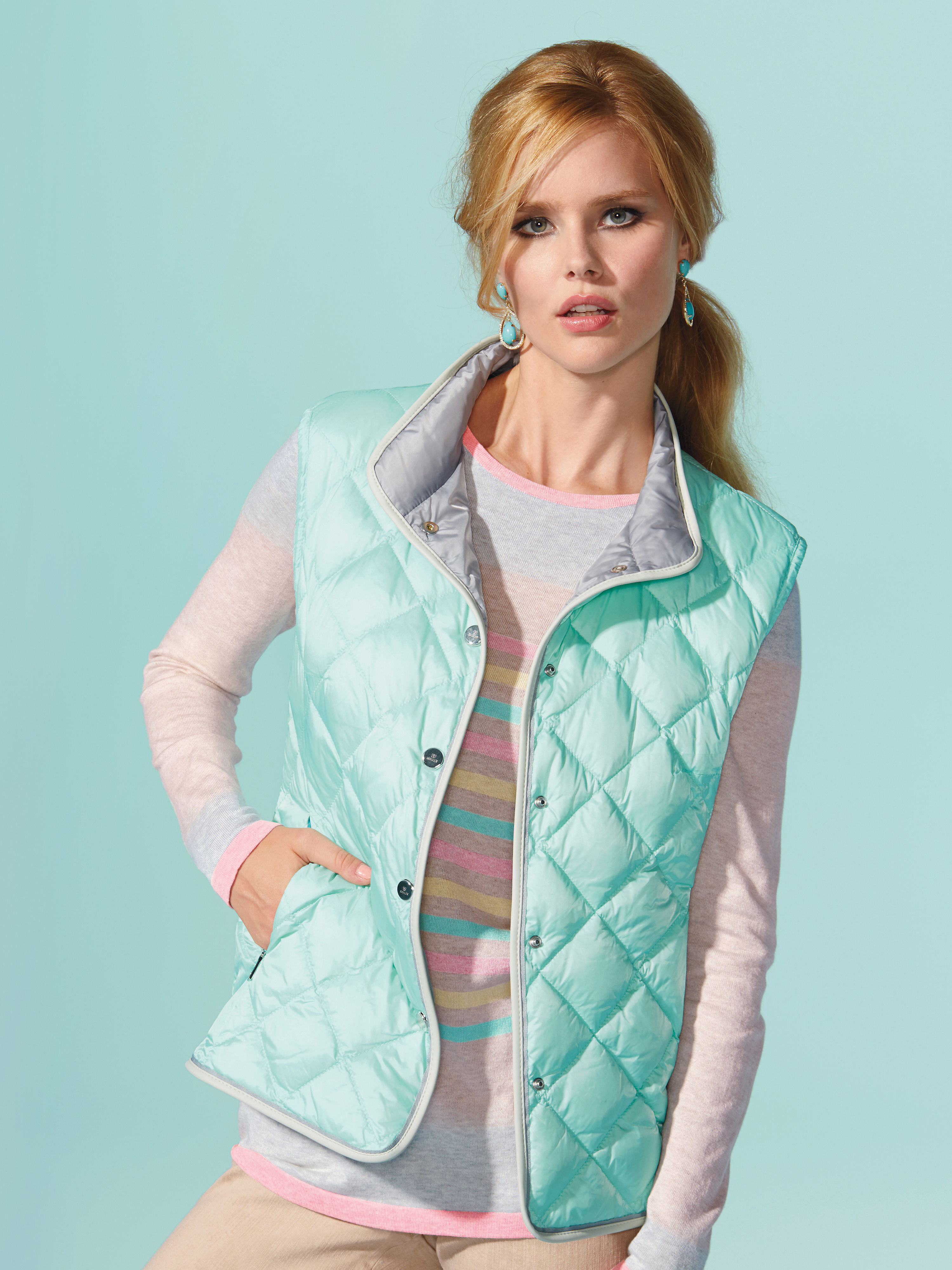 Image of Quilted waistcoat Basler turquoise