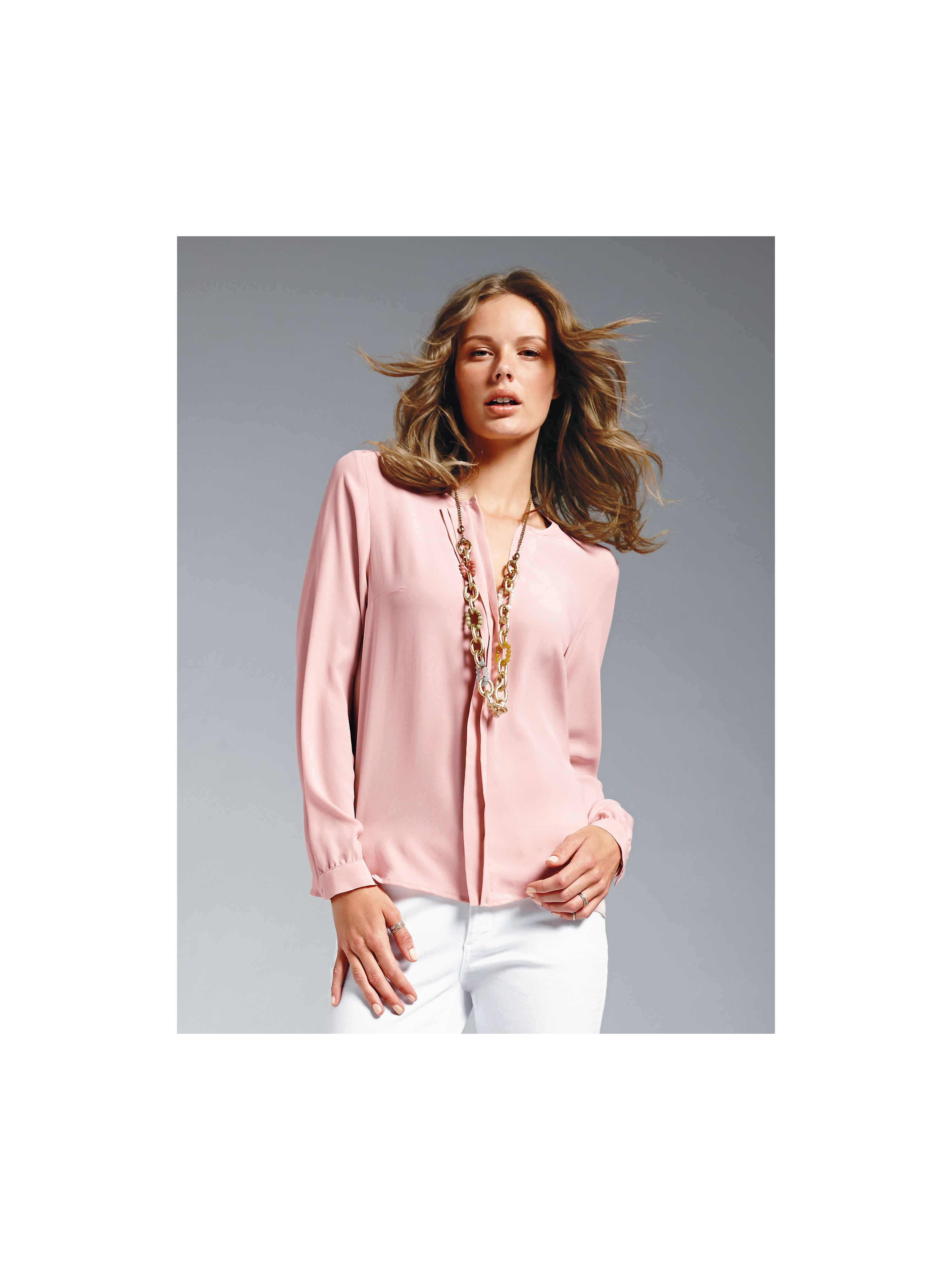 Image of Blouse in 100% silk Looxent pale pink size: 8