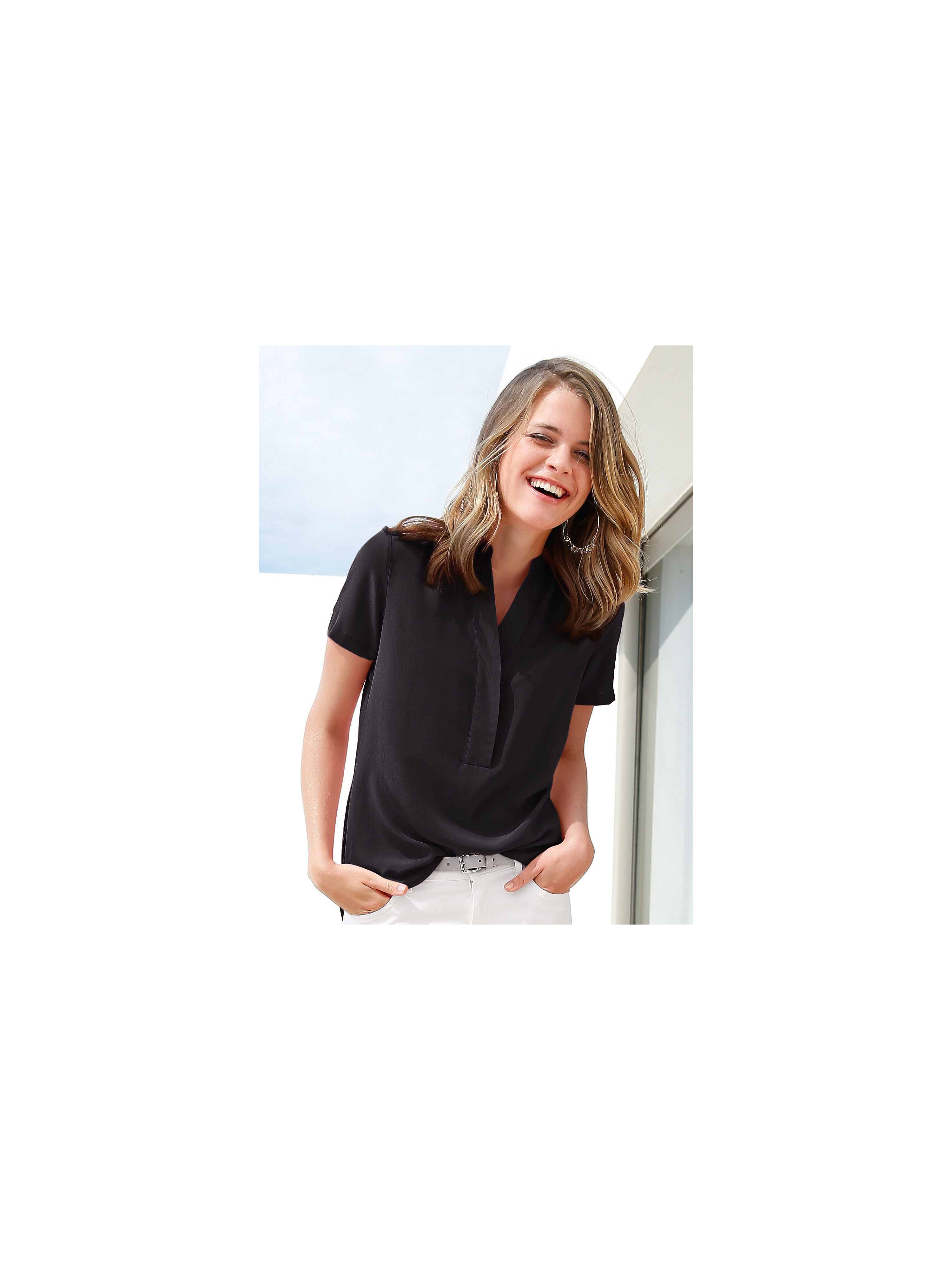 Image of Blouse with 1/2-length sleeves Peter Hahn black