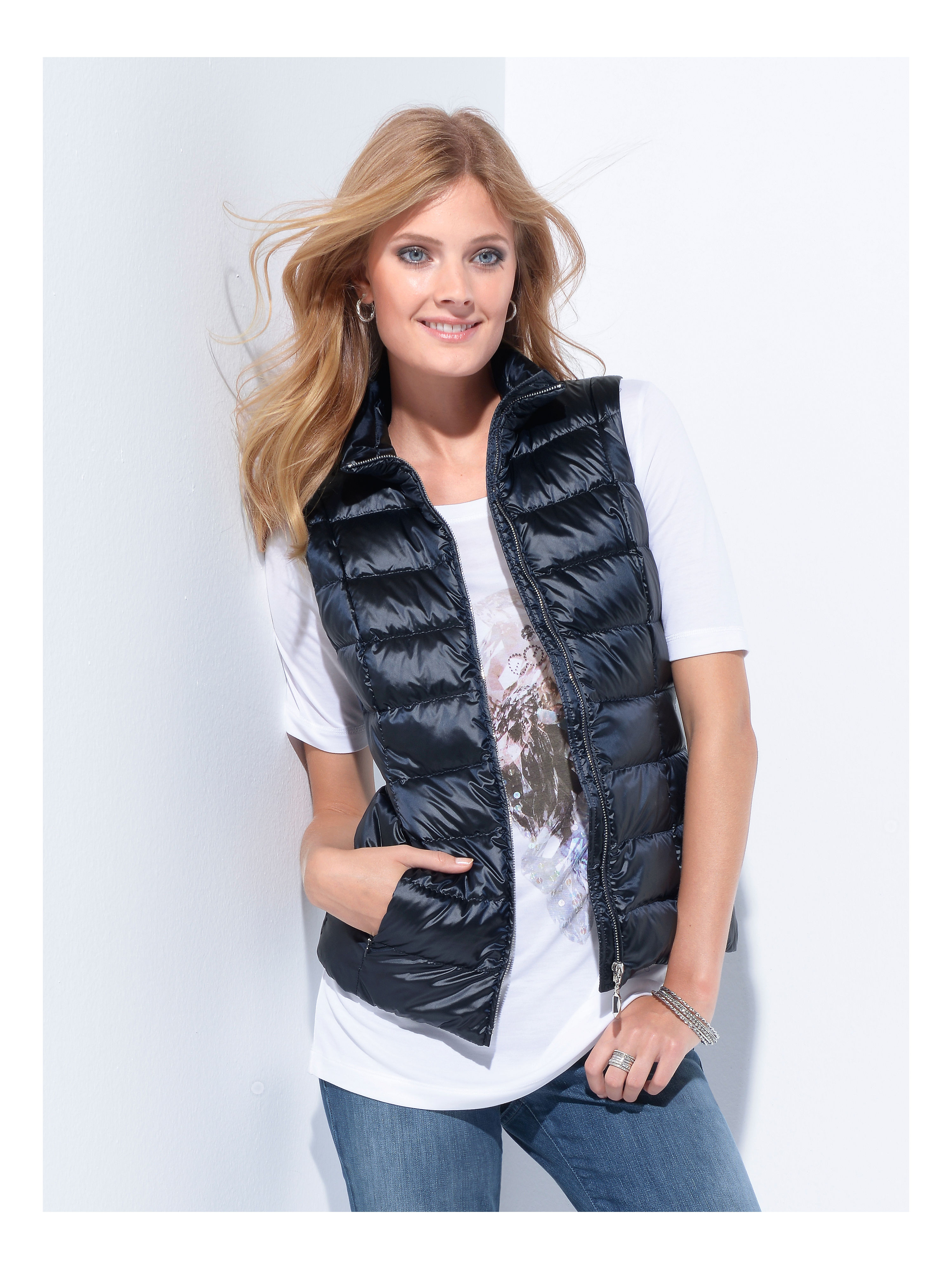 Image of Quilted down waistcoat Escada Sport blue