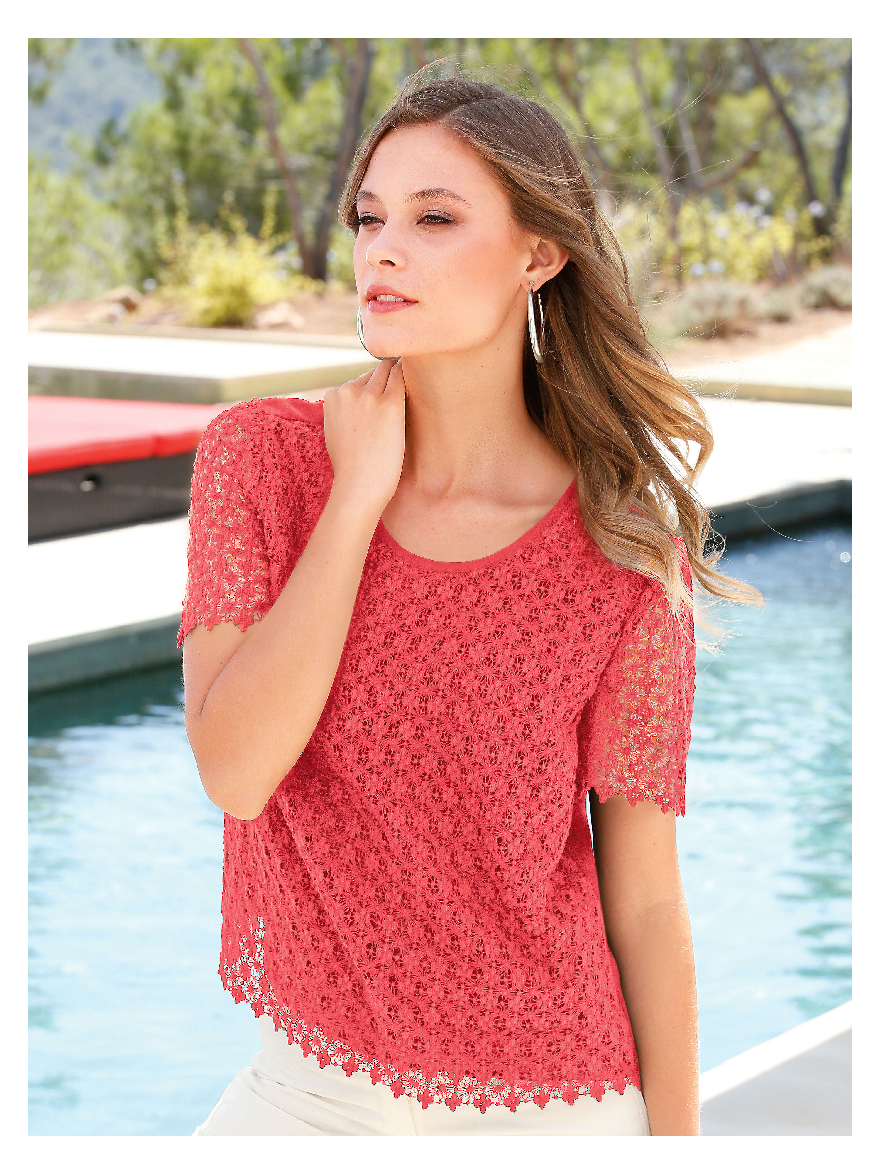 Image of Blouse top with 1/2-length sleeves Peter Hahn red