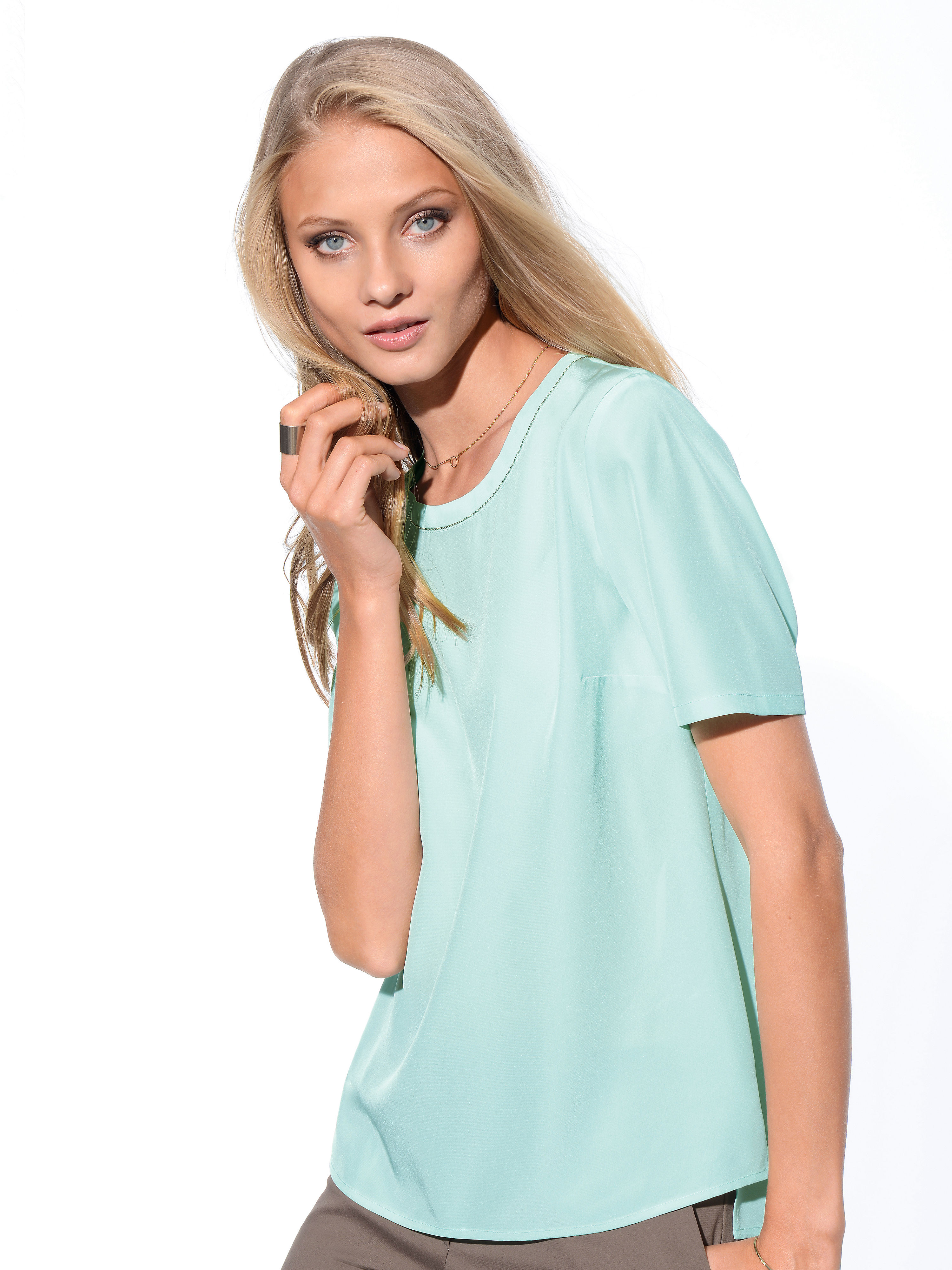 Image of Tunic in 100% silk Fadenmeister Berlin turquoise