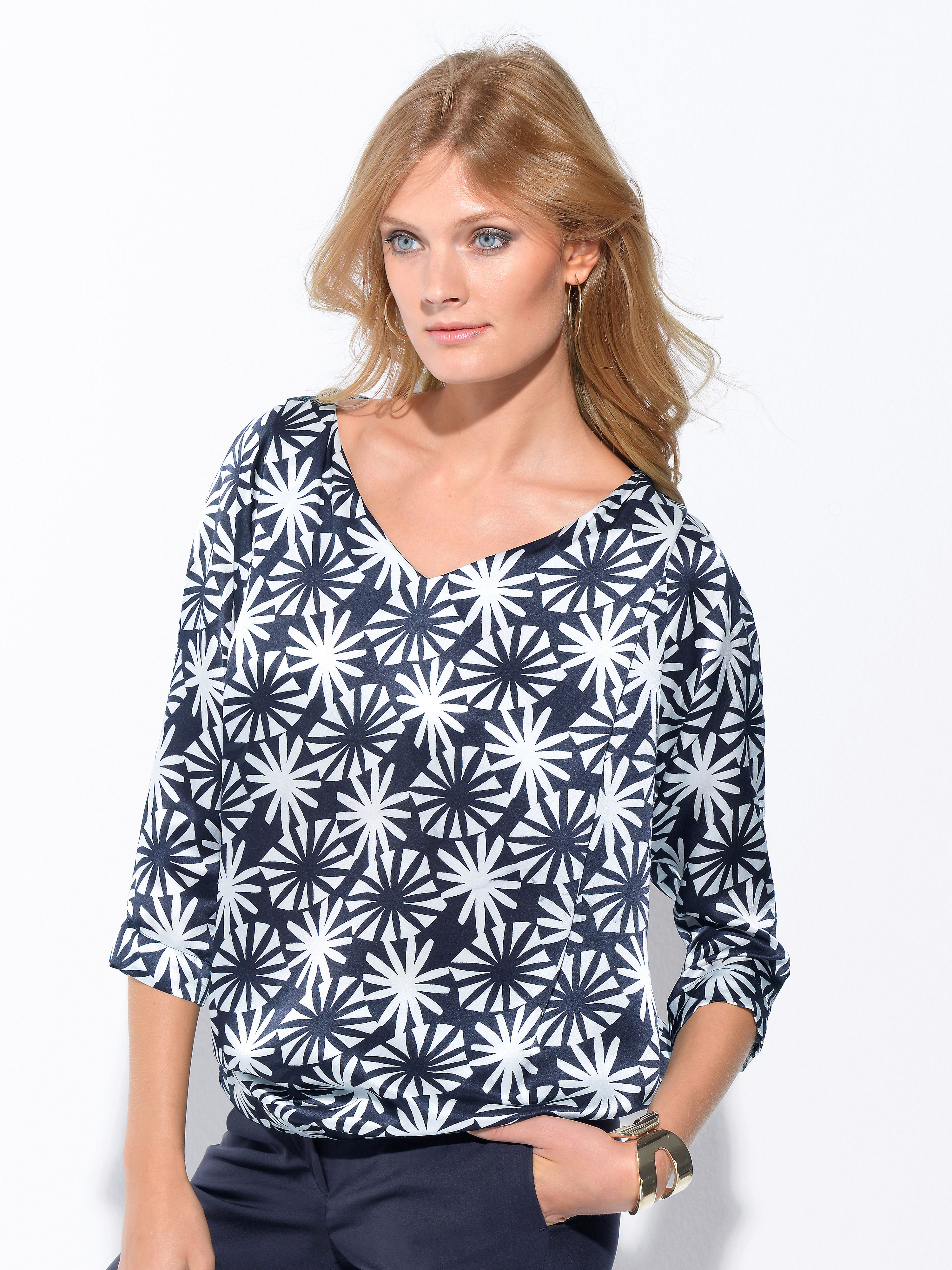 Image of Blouse top with 3/4-length sleeves Laurèl multicoloured