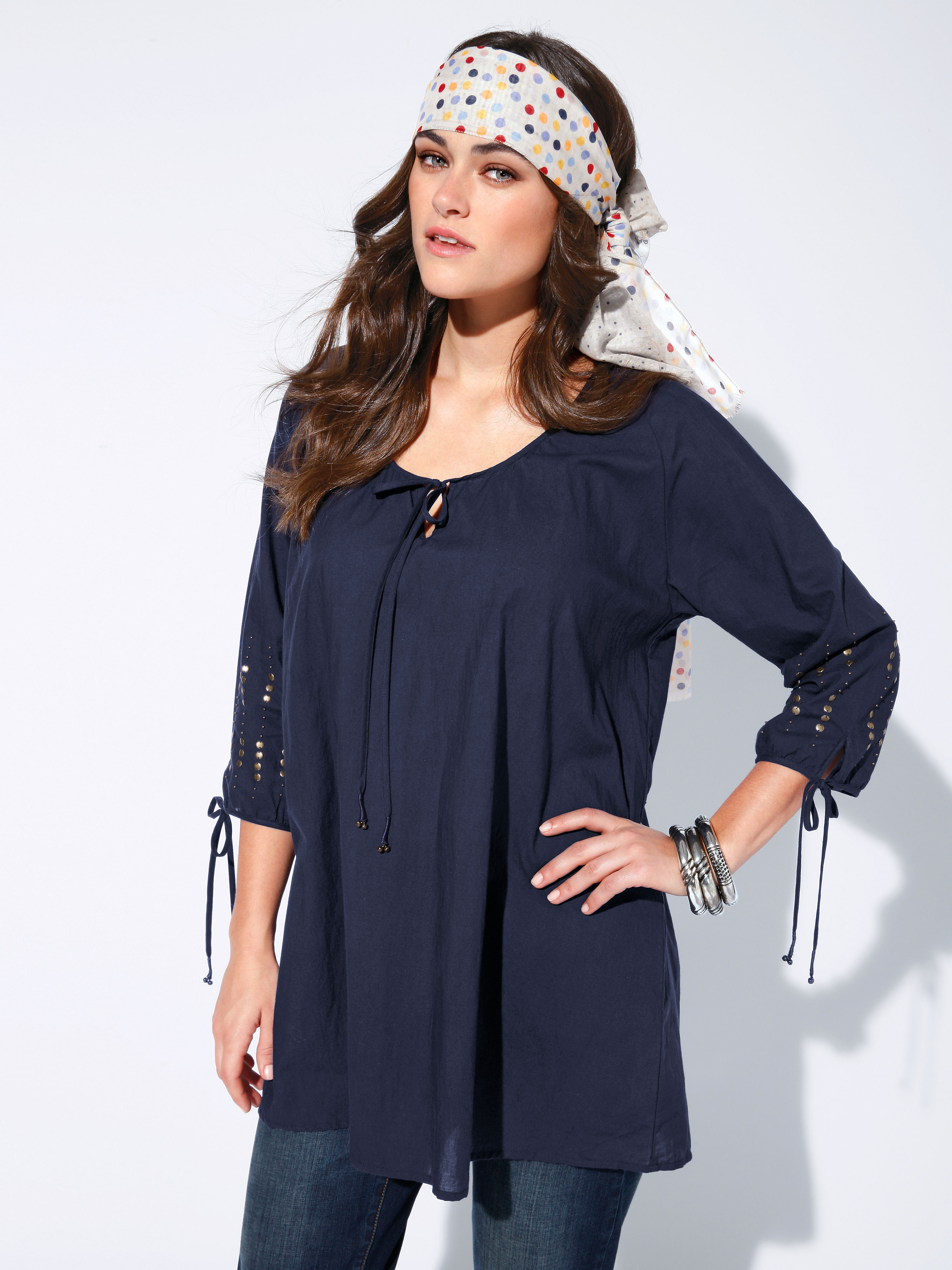 Image of Blouse with 3/4-length sleeves Anna Aura blue