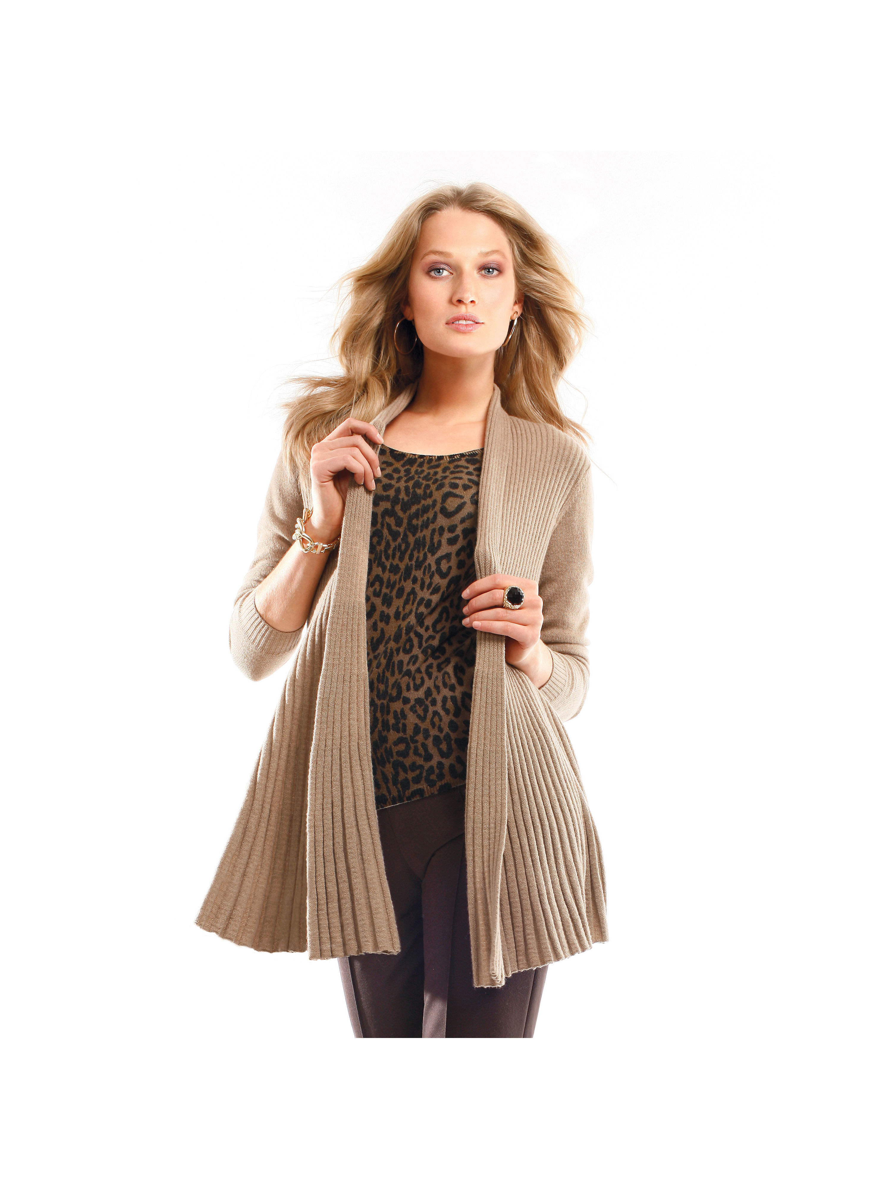 Image of Cardigan in 100% cashmere cashmere brown size: 10