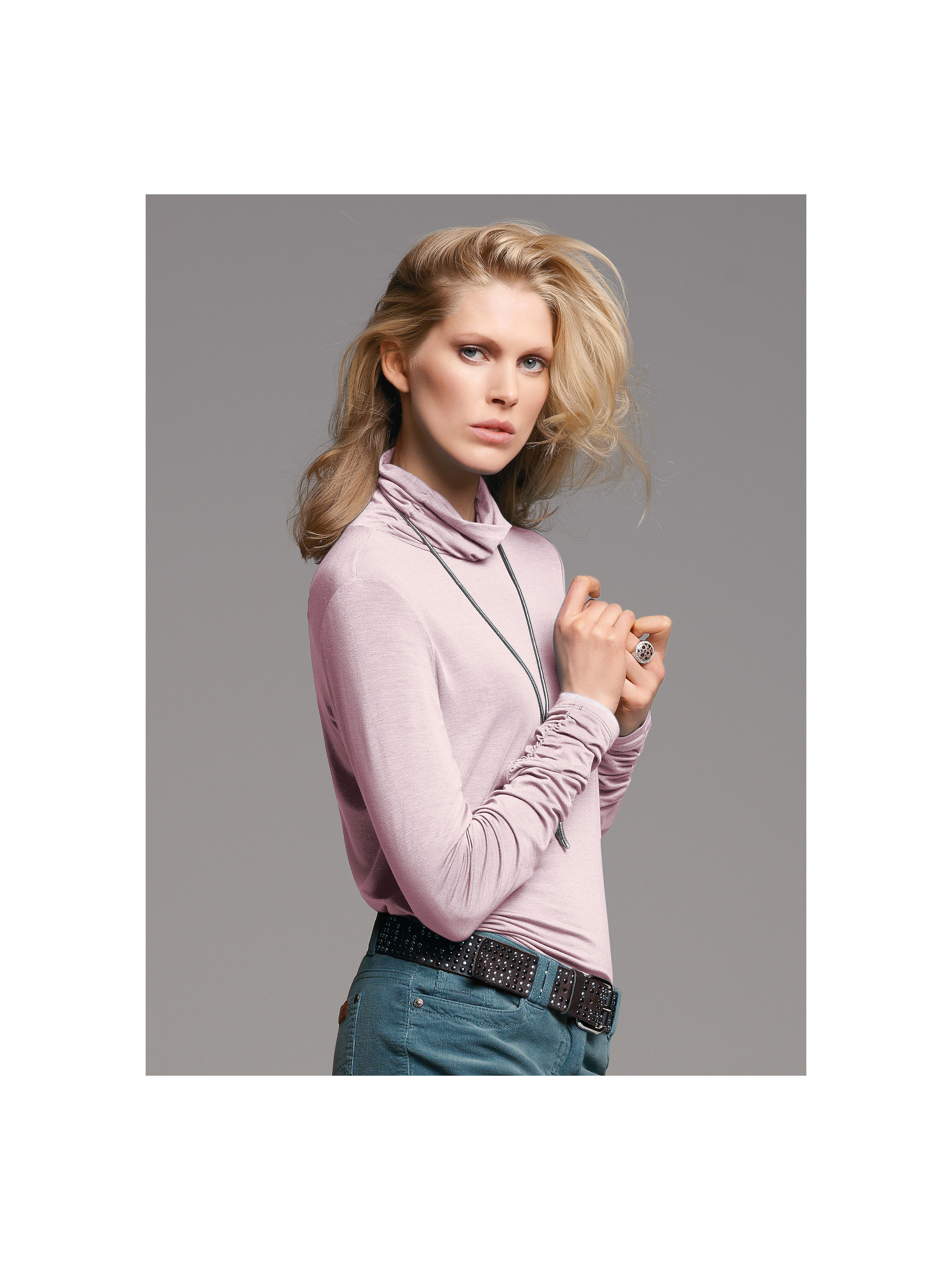 Image of Polo neck top Looxent pale pink