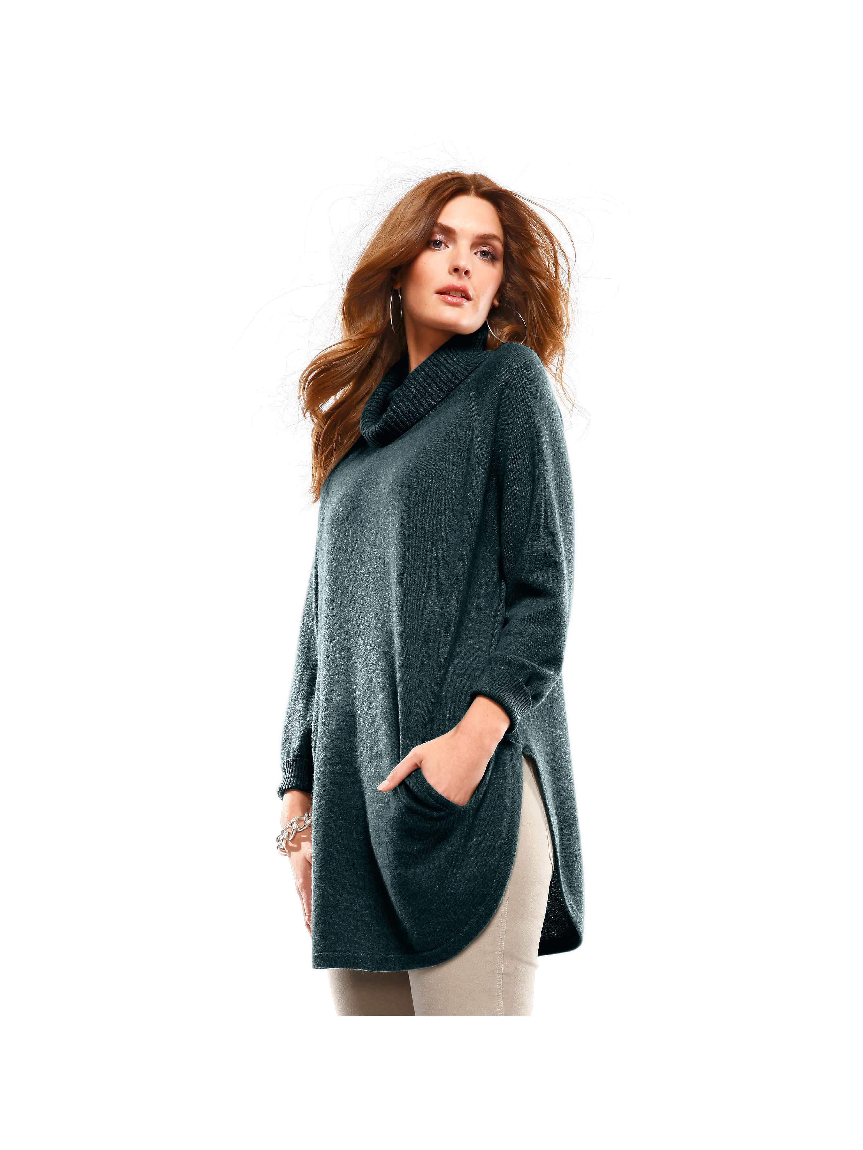 Image of Polo neck jumper cashmere green size: 22