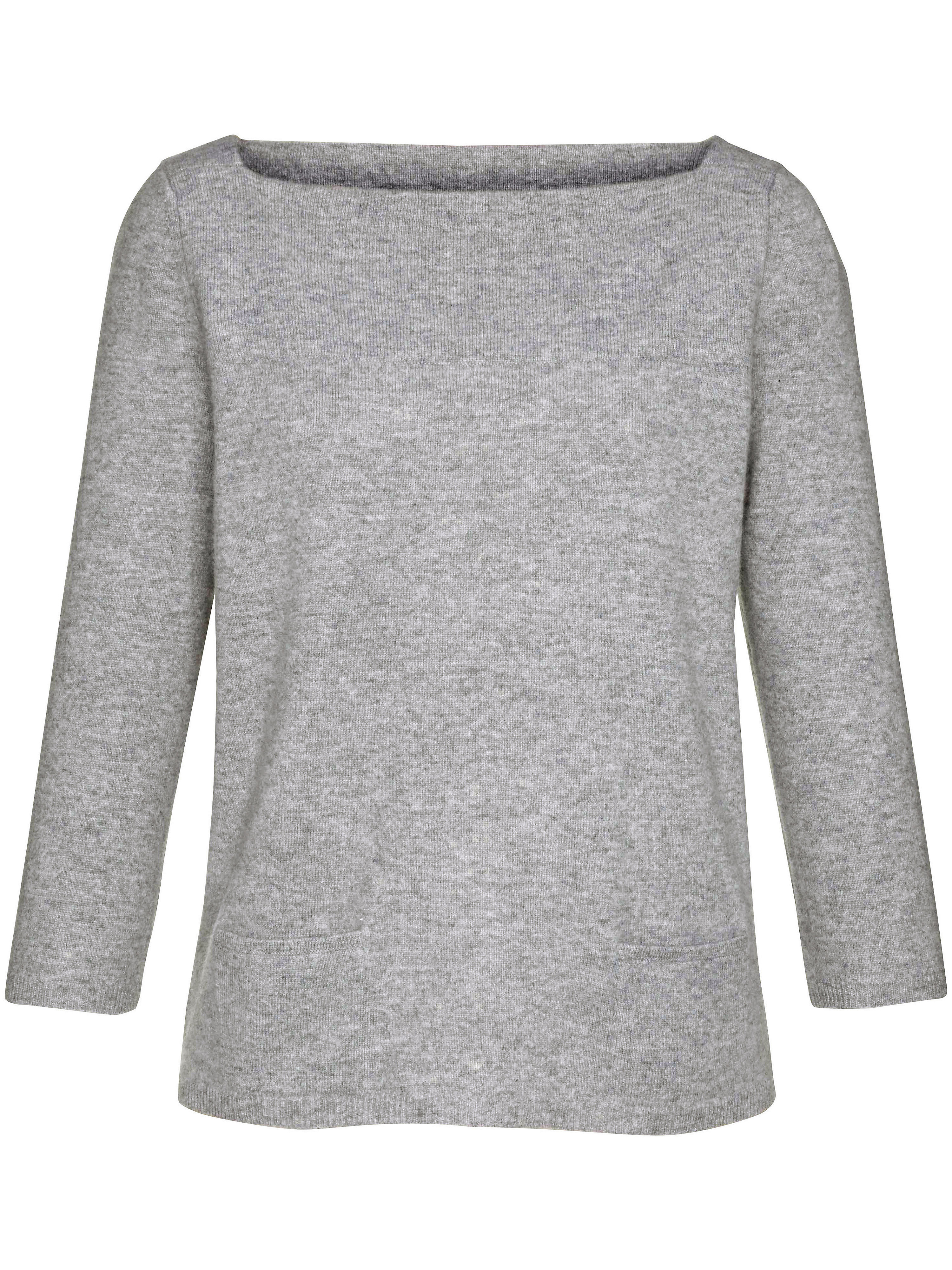 Image of Pure cashmere pullover with 3/4-length sleeves cashmere grey