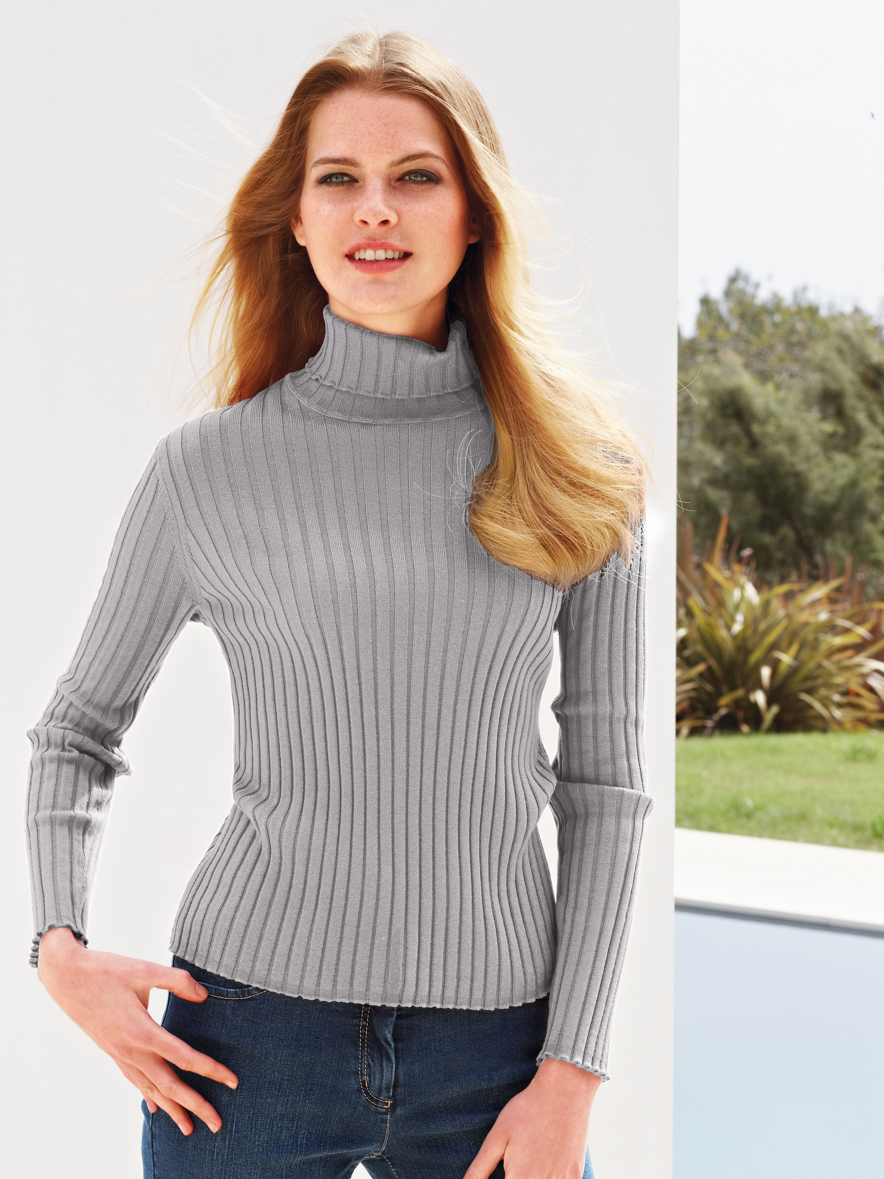 Image of Polo neck jumper Peter Hahn grey