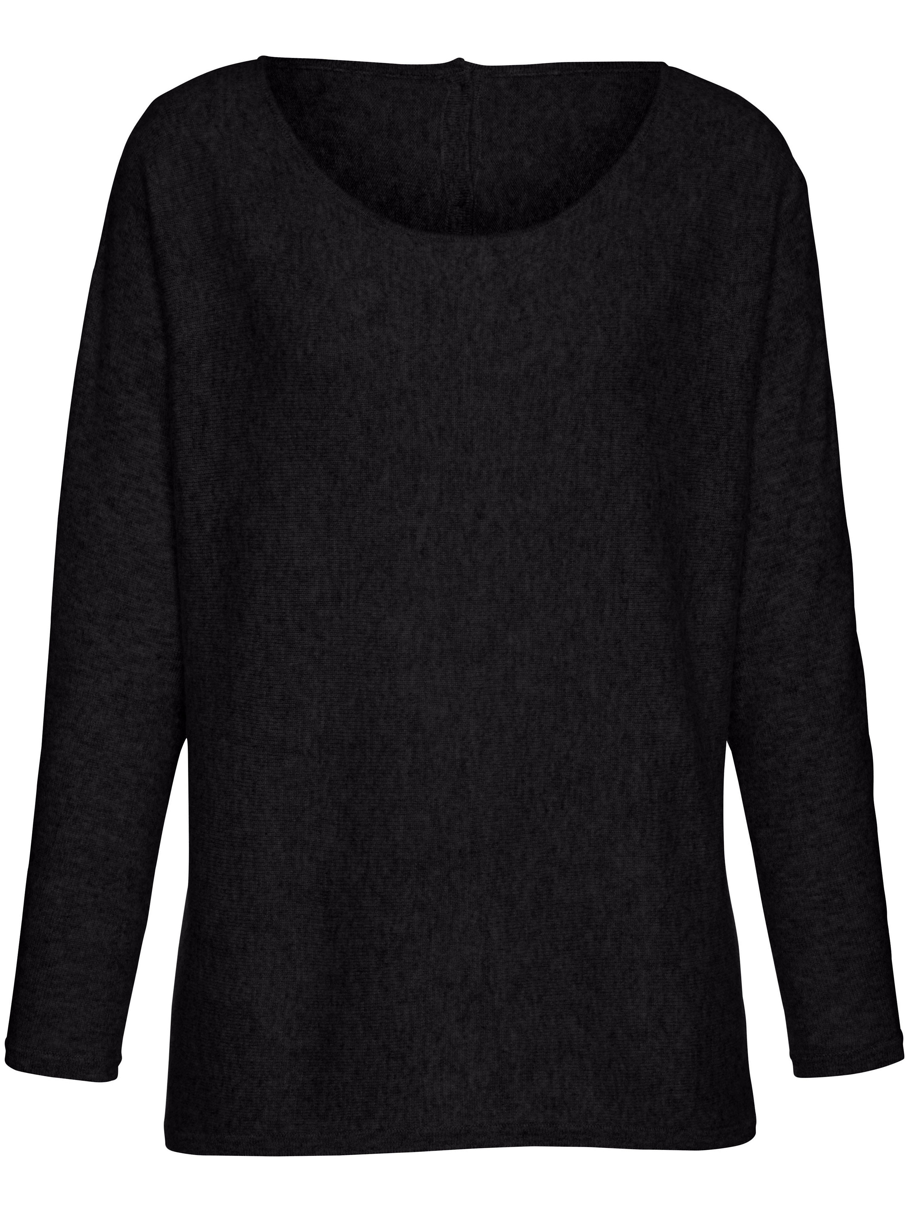 Image of Round neck jumper in 100% cashmere Looxent black