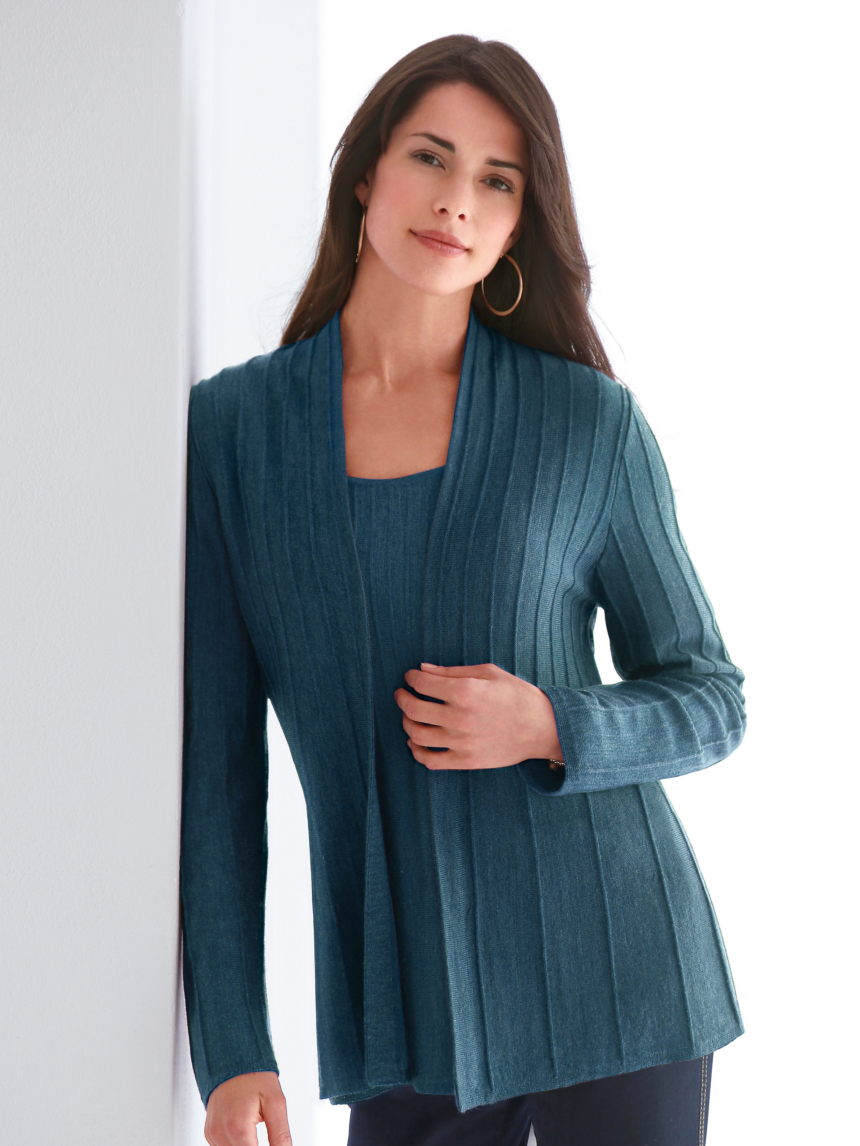 Image of Twin set in 100% new milled wool Peter Hahn turquoise size: 20