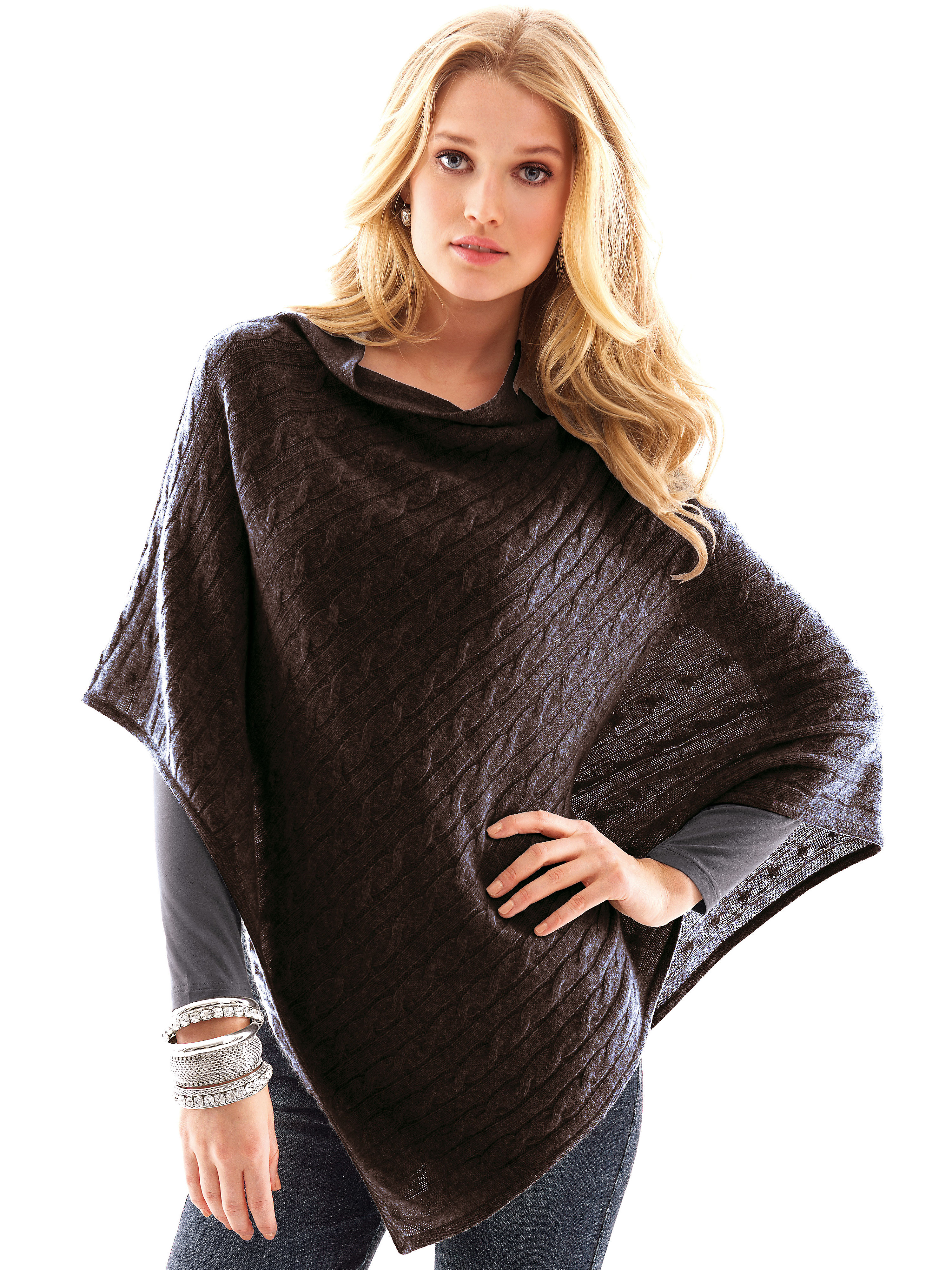 Image of Poncho cashmere brown