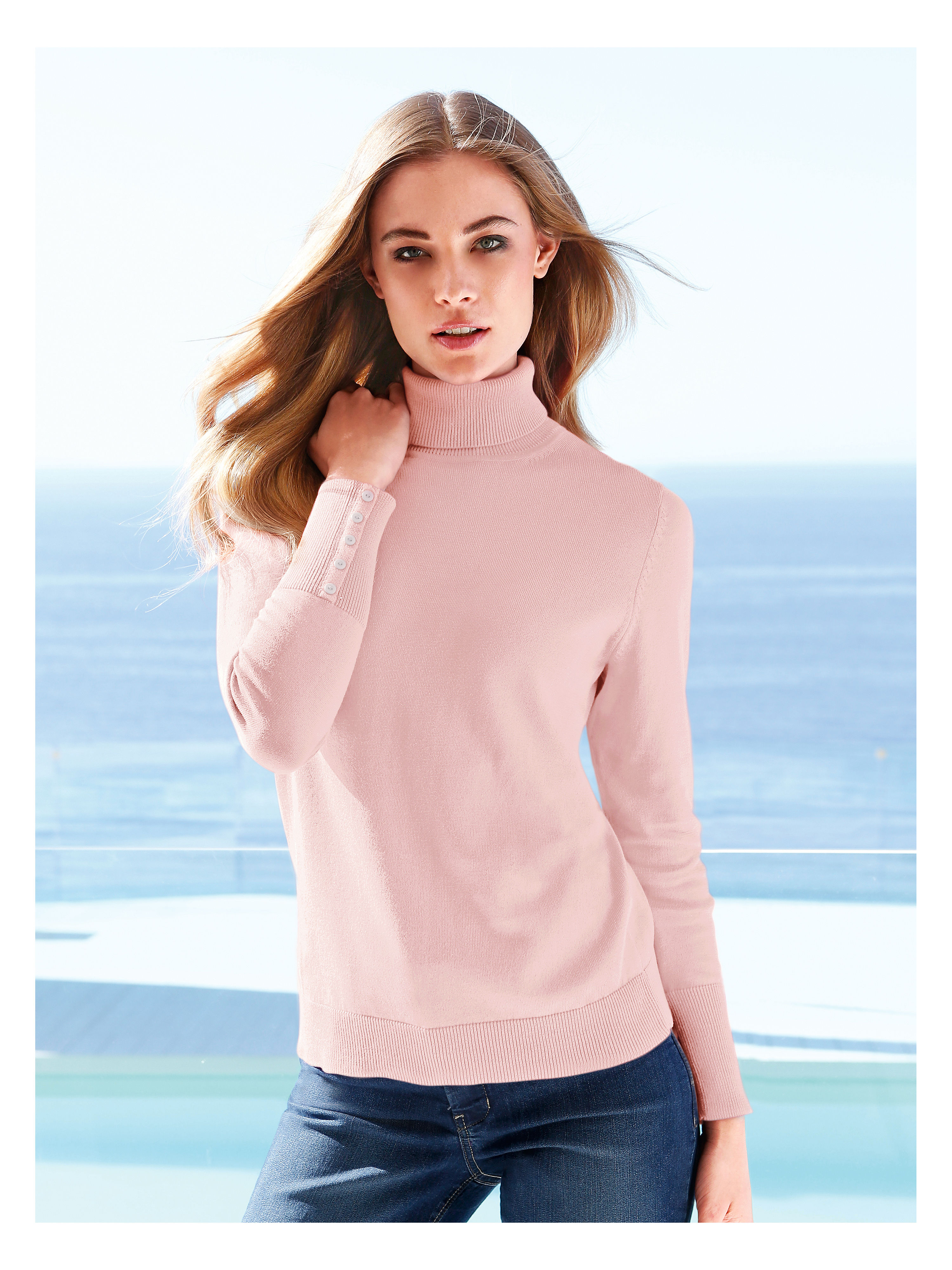 Image of Polo neck jumper Peter Hahn pale pink