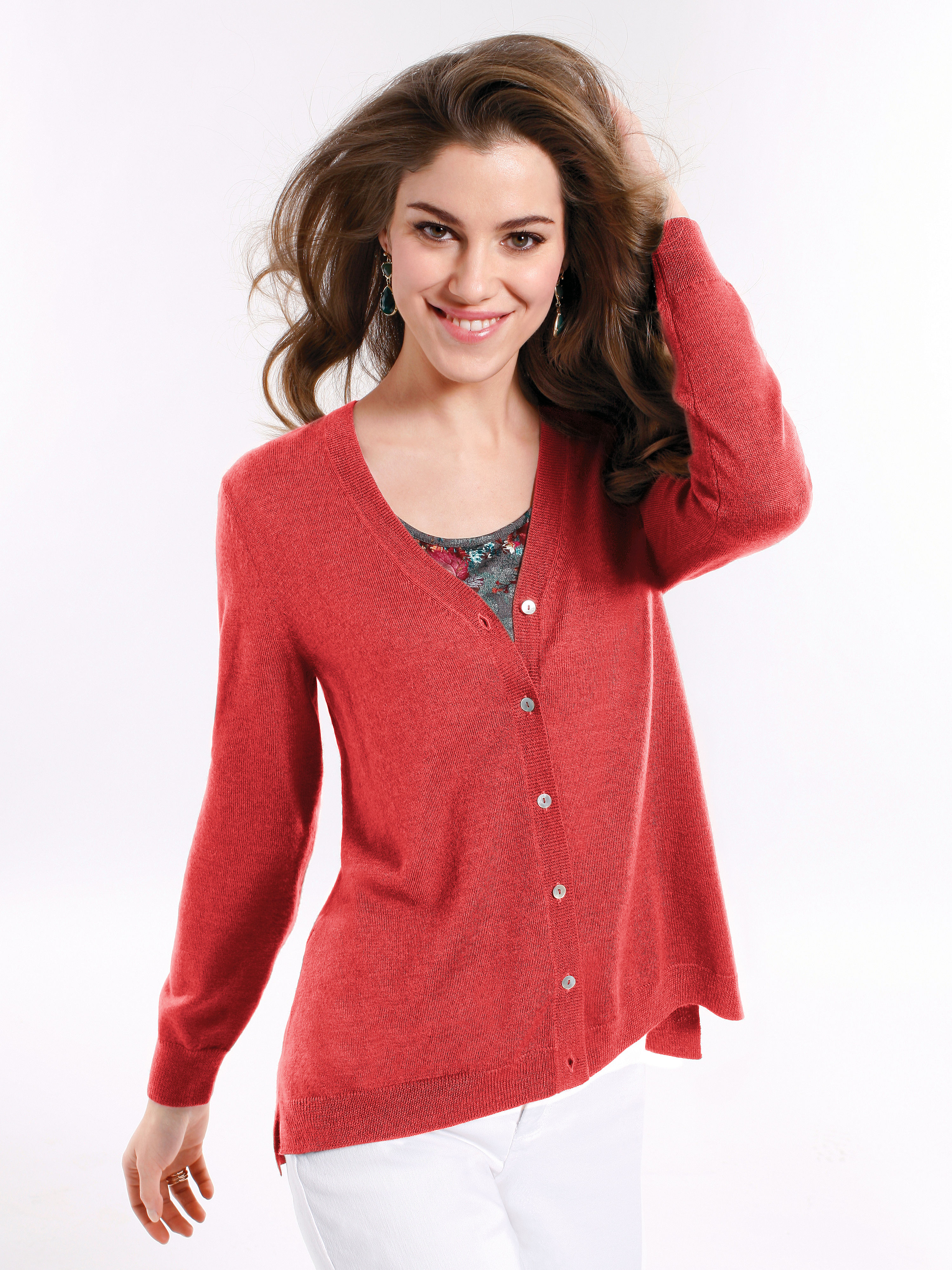 Image of Cardigan in 100% new milled wool Peter Hahn red size: 10