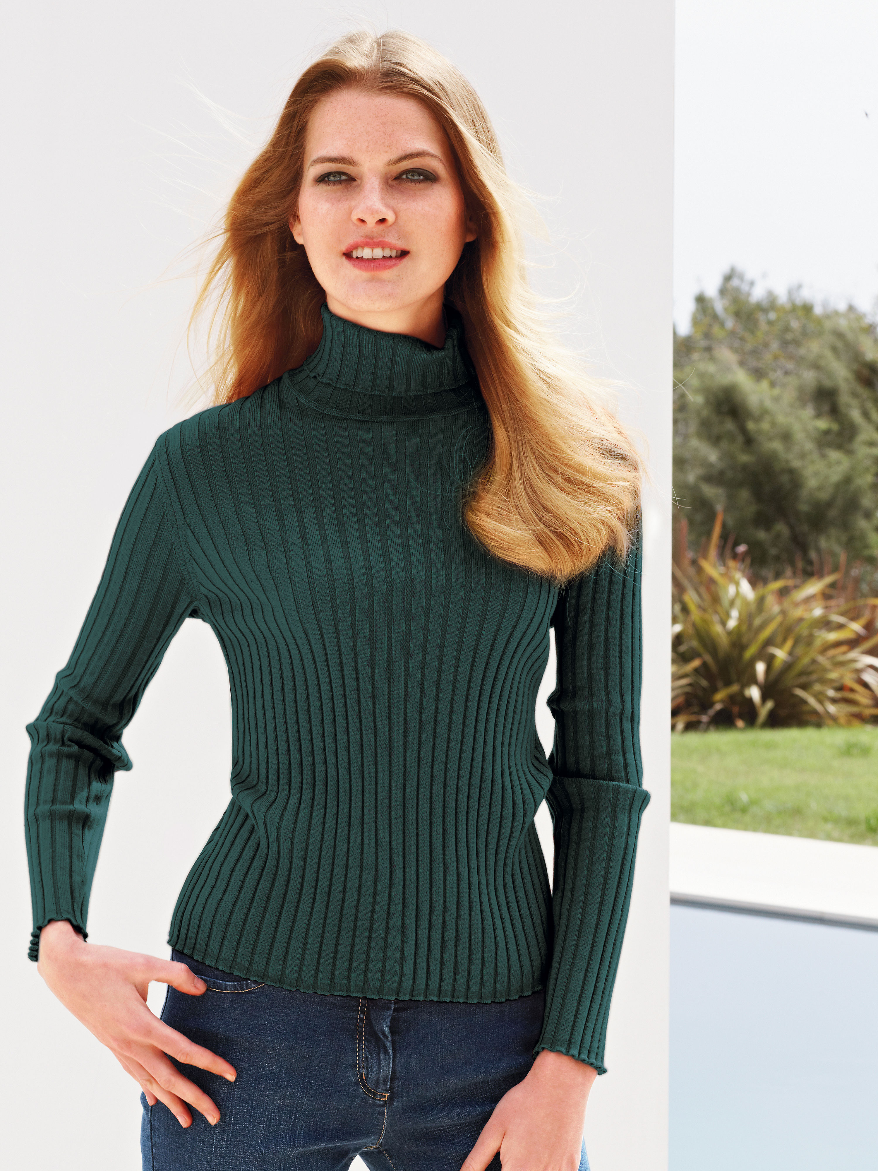 Image of Polo neck jumper Peter Hahn green