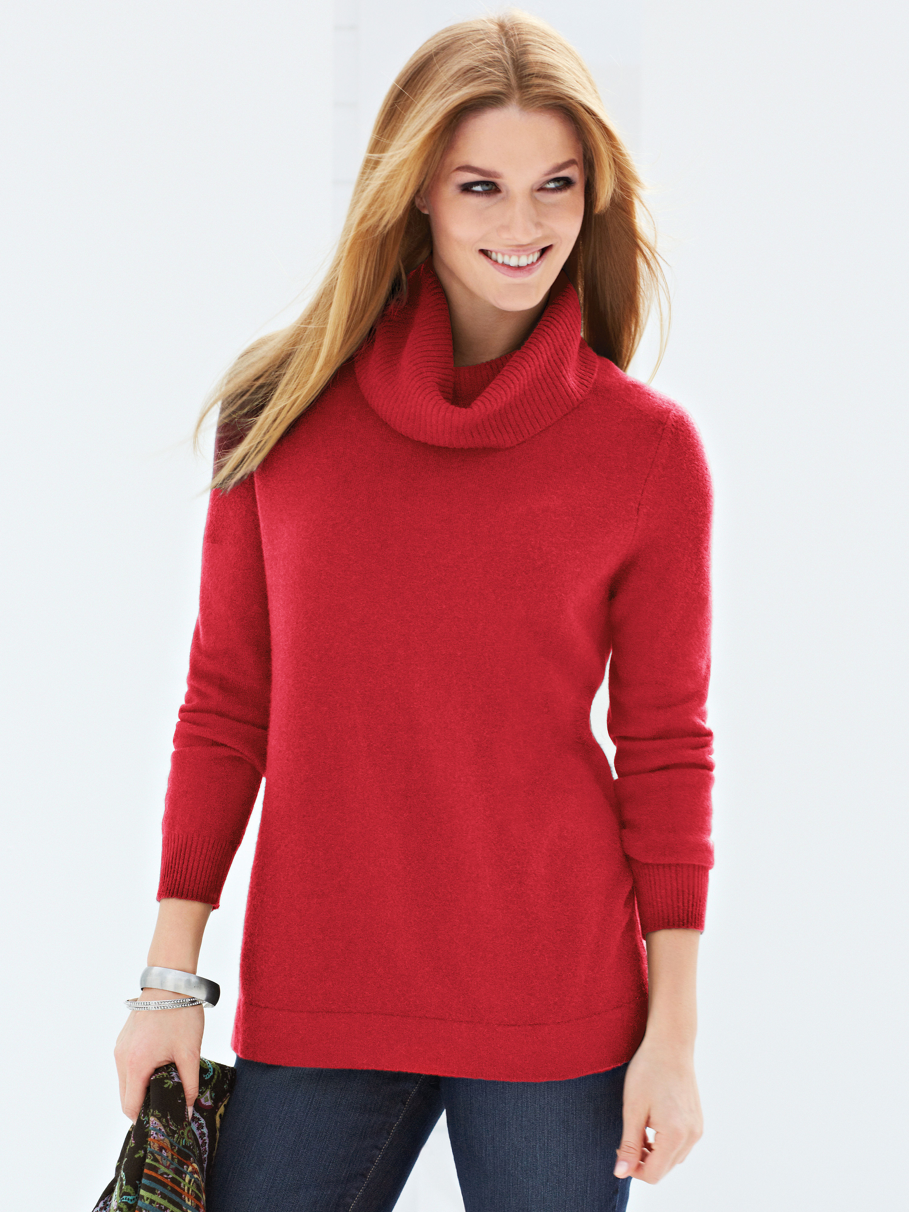 Image of Polo neck jumper in 100% cashmere Anna Aura red