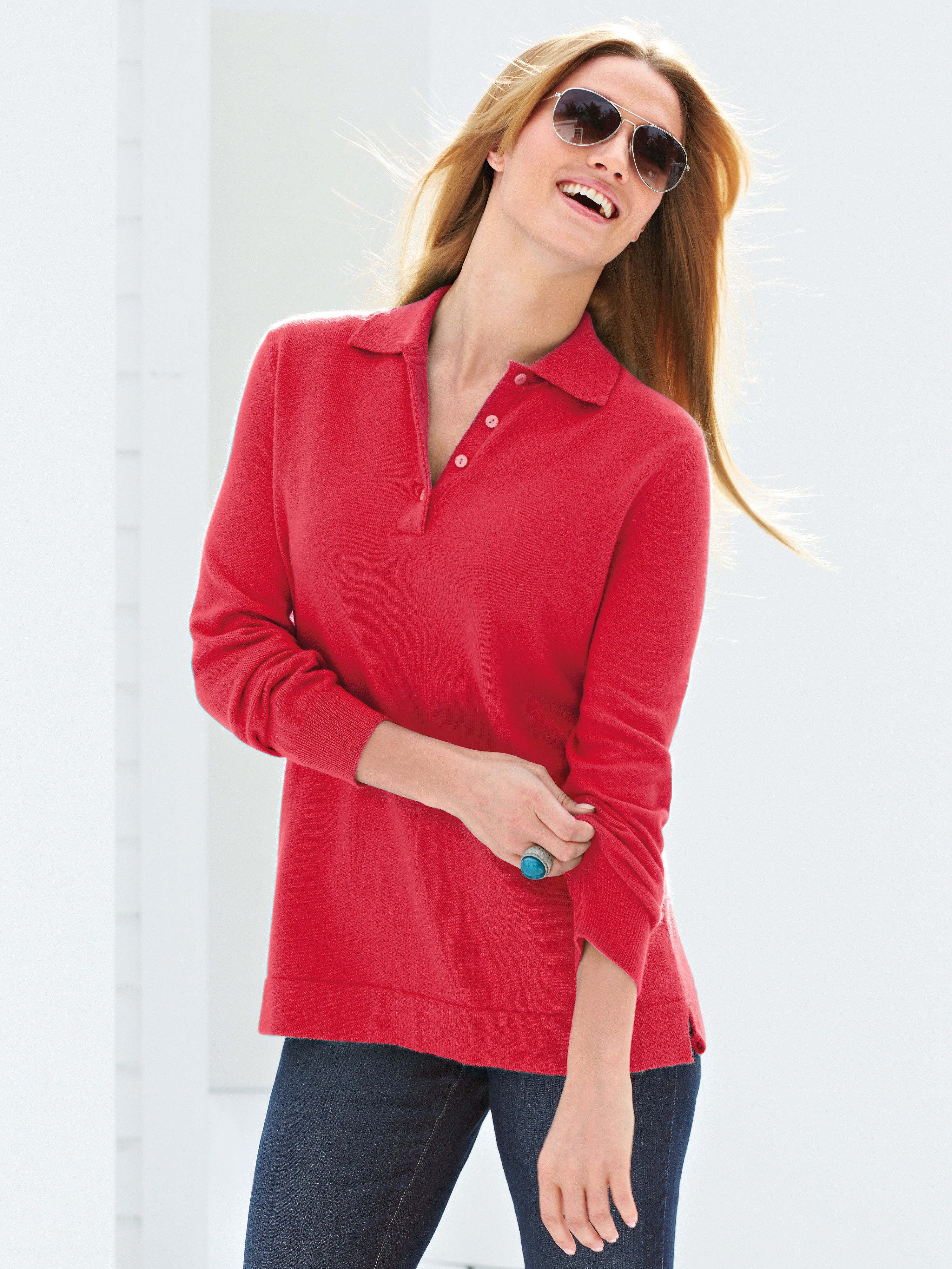 Image of Polo neck jumper in 100% cashmere Anna Aura red size: 20