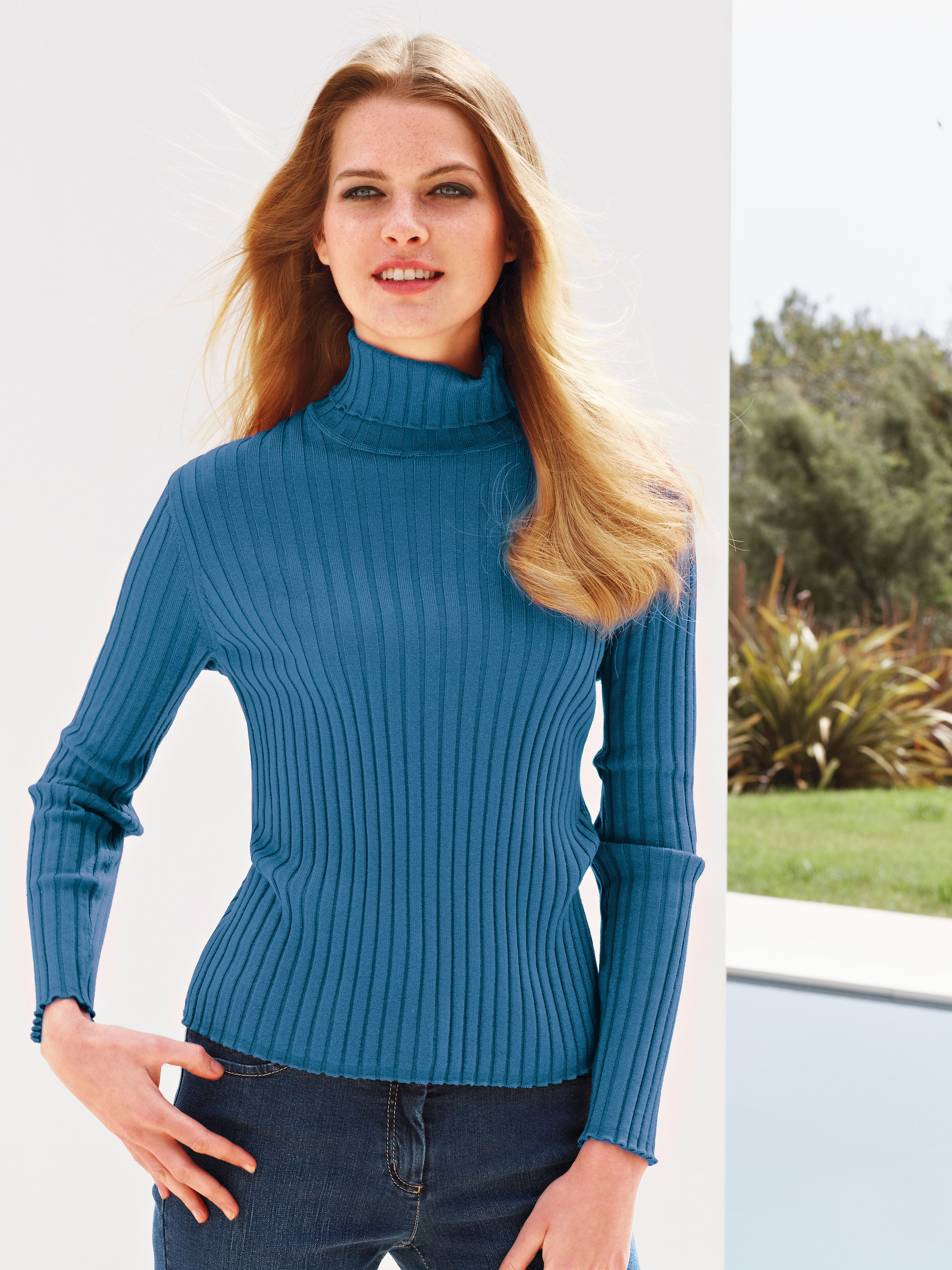 Image of Polo neck jumper Peter Hahn green size: 14