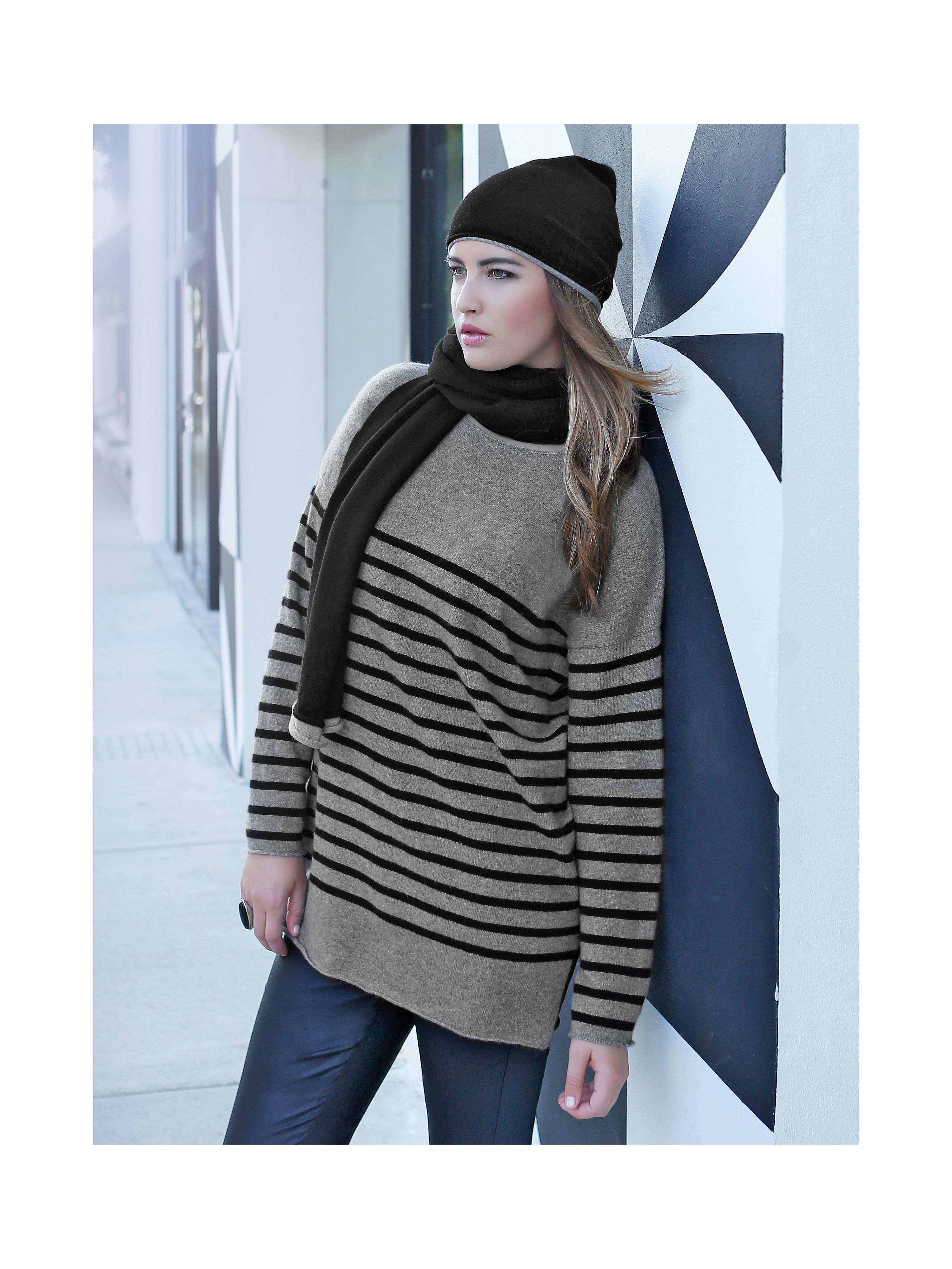 Image of Round neck jumper in 100% cashmere Anna Aura multicoloured size: 28