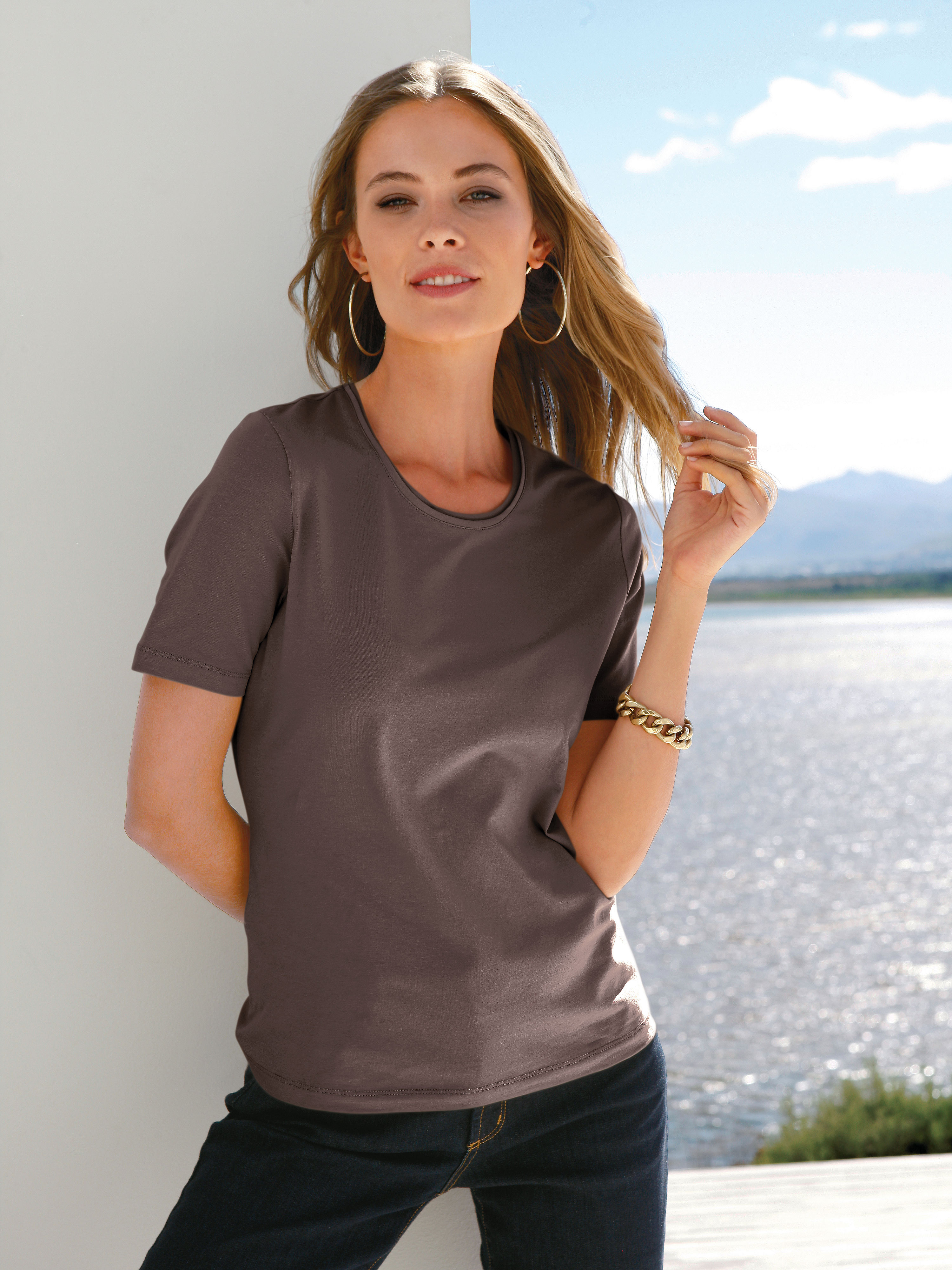 Image of Round neck top Peter Hahn brown size: 20