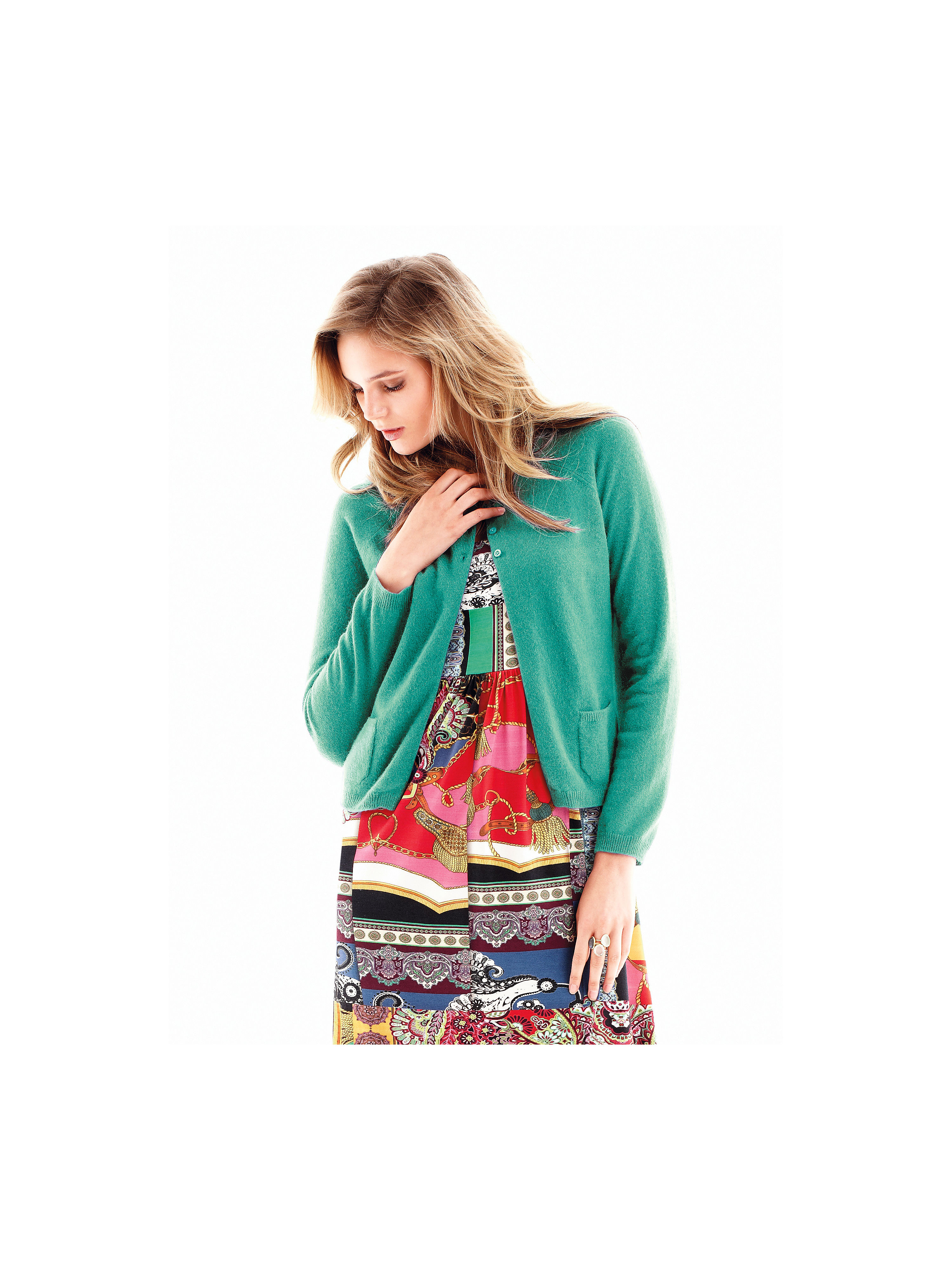 Image of Cardigan cashmere turquoise size: 20