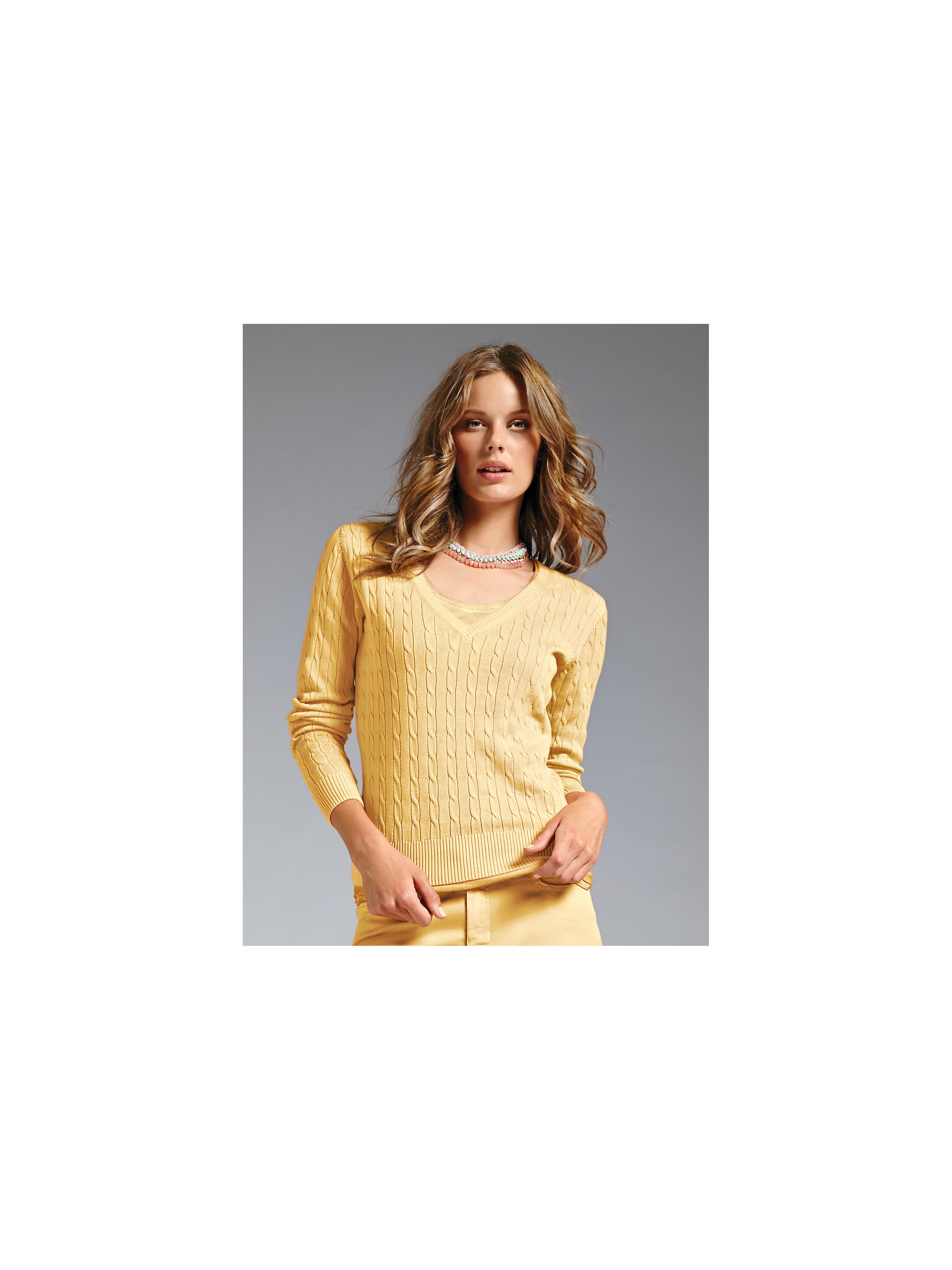 Image of V-neck jumper Looxent yellow