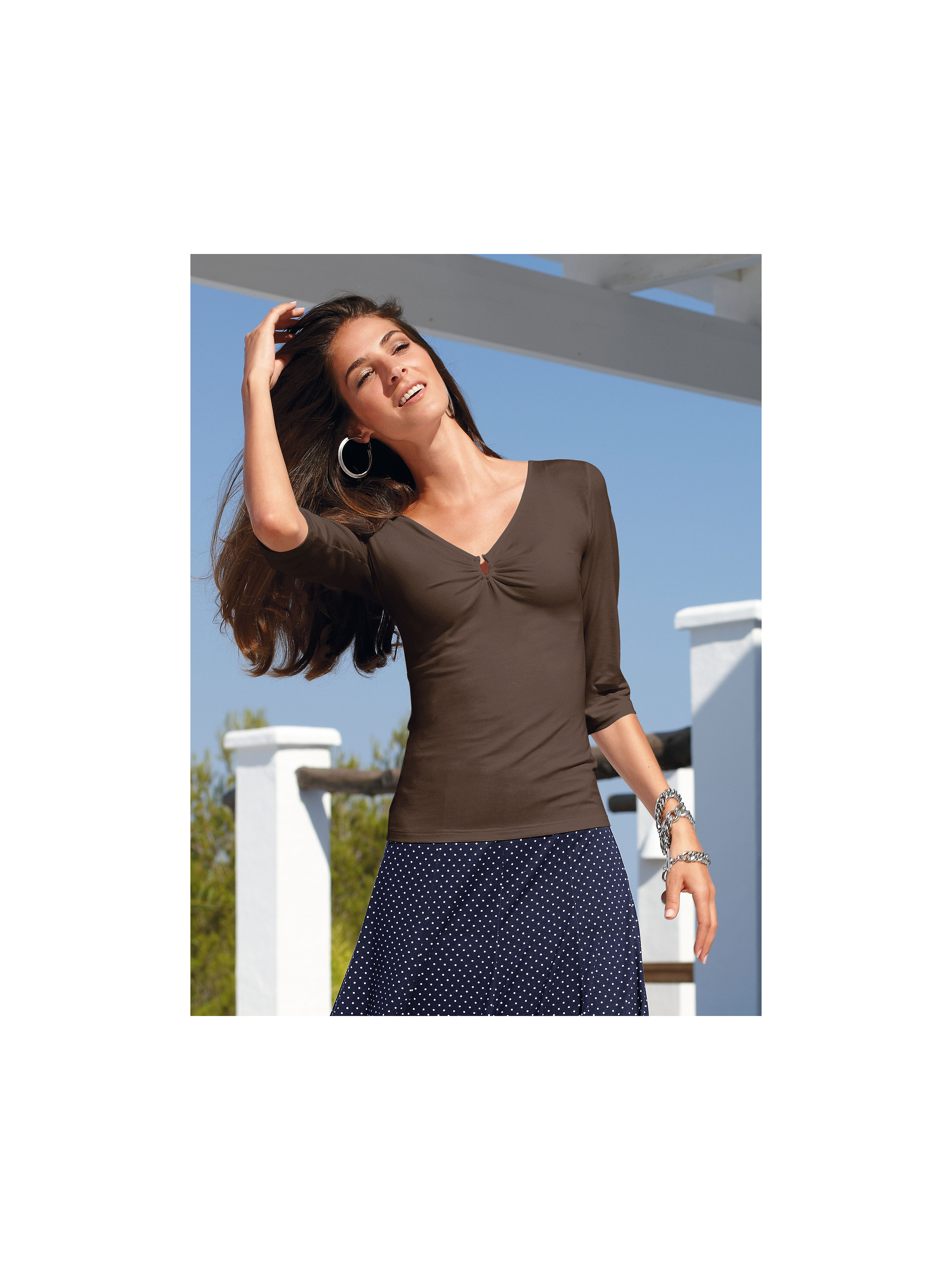 Image of V neck top Peter Hahn brown size: 26