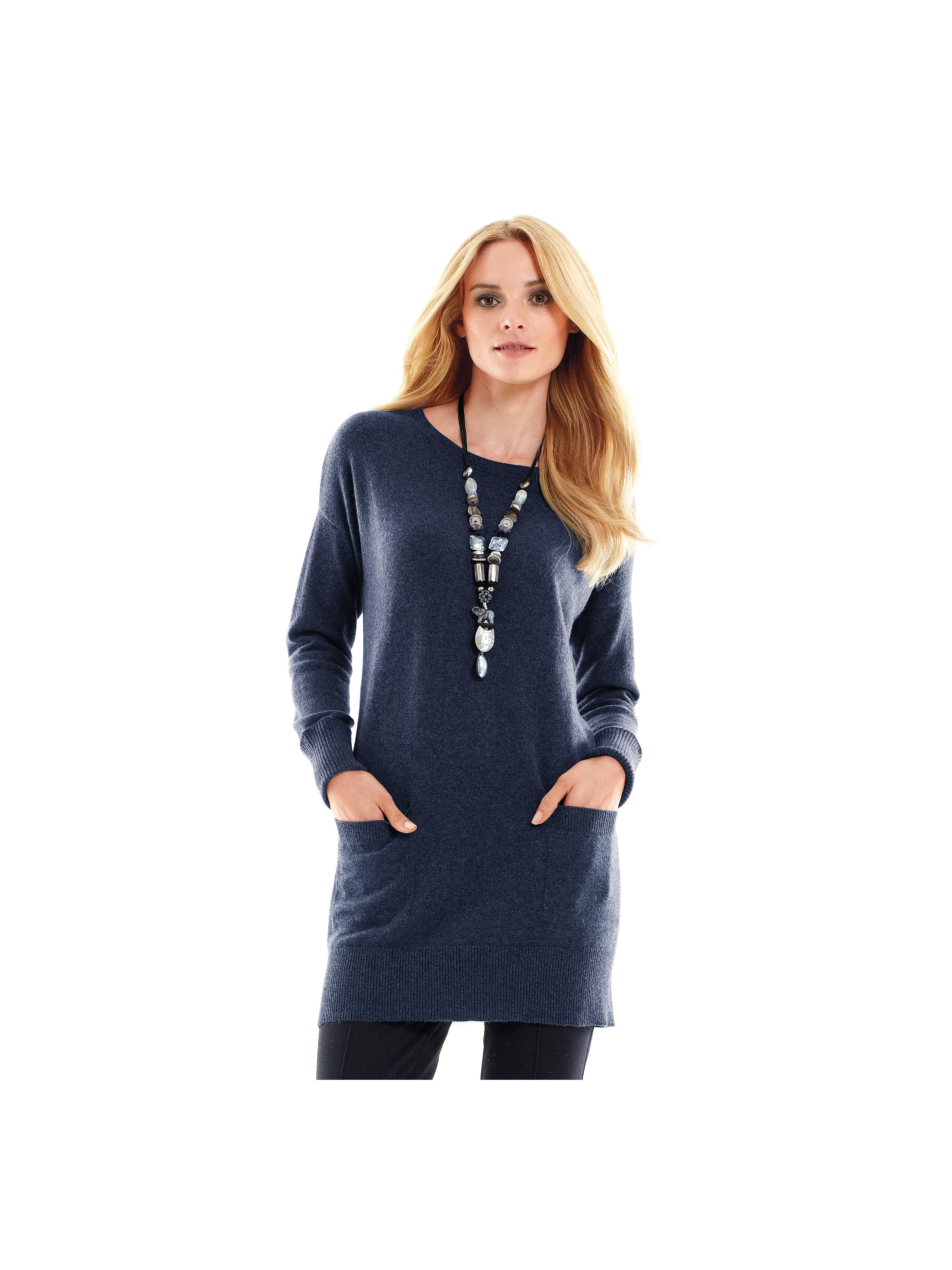 Image of Round neck jumper cashmere blue size: 16