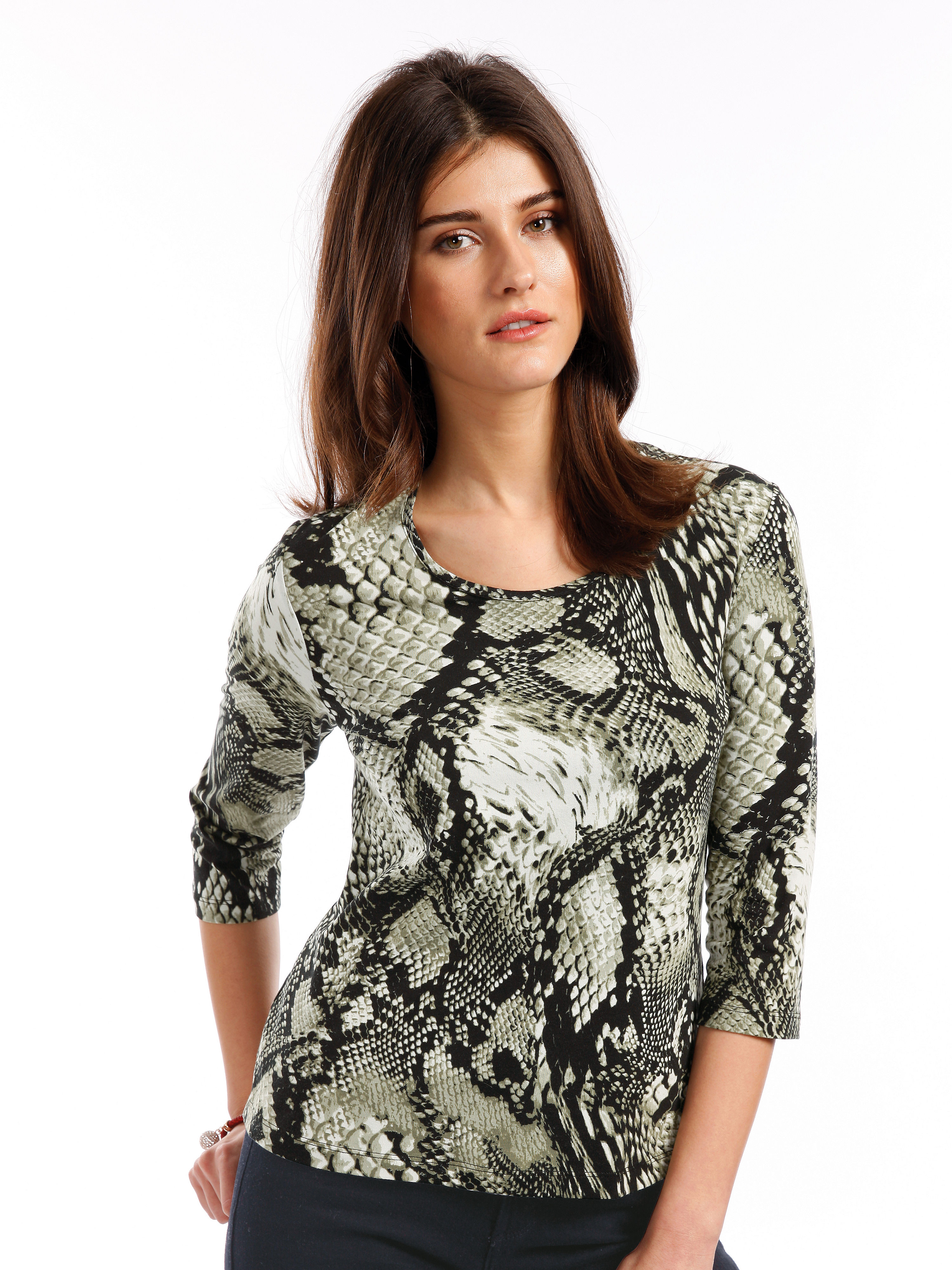 Image of Round neck top with 3/4-length sleeves Peter Hahn multicoloured size: 12