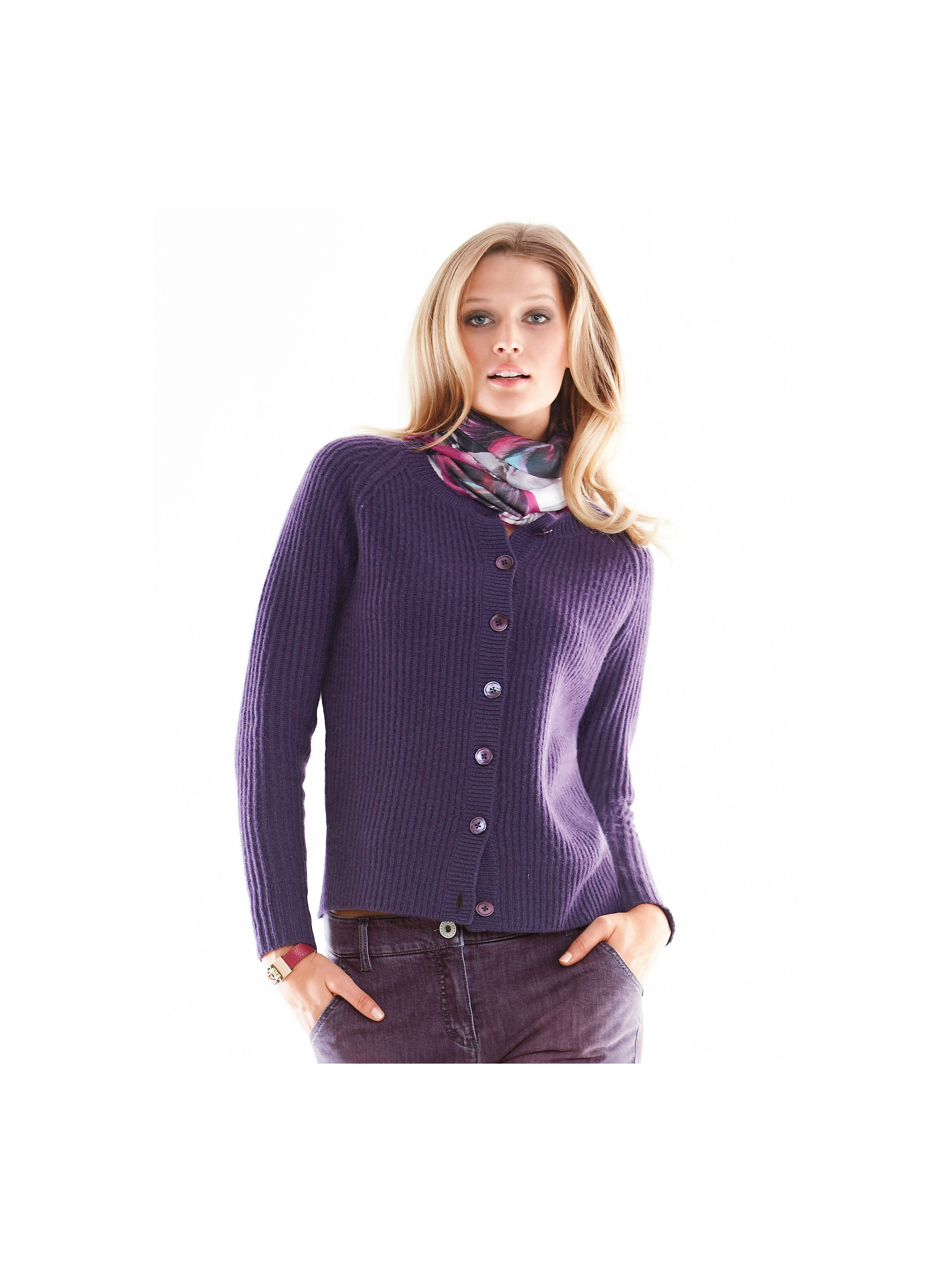 Image of Cardigan in 100% cashmere cashmere purple size: 20